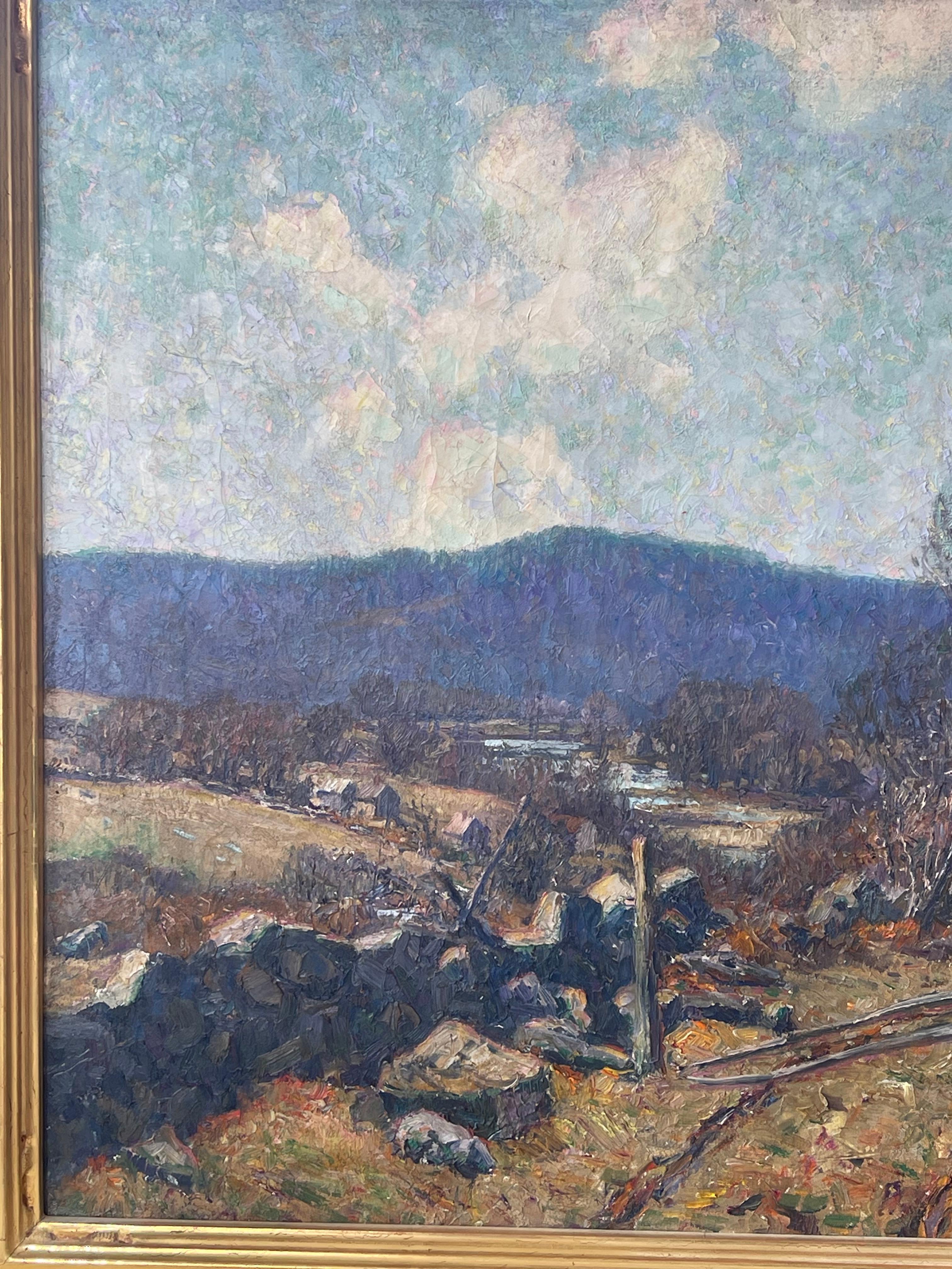  American Impressionist Artist Wilson Irvine 1869-1936 Autumn Field Oil painting For Sale 1