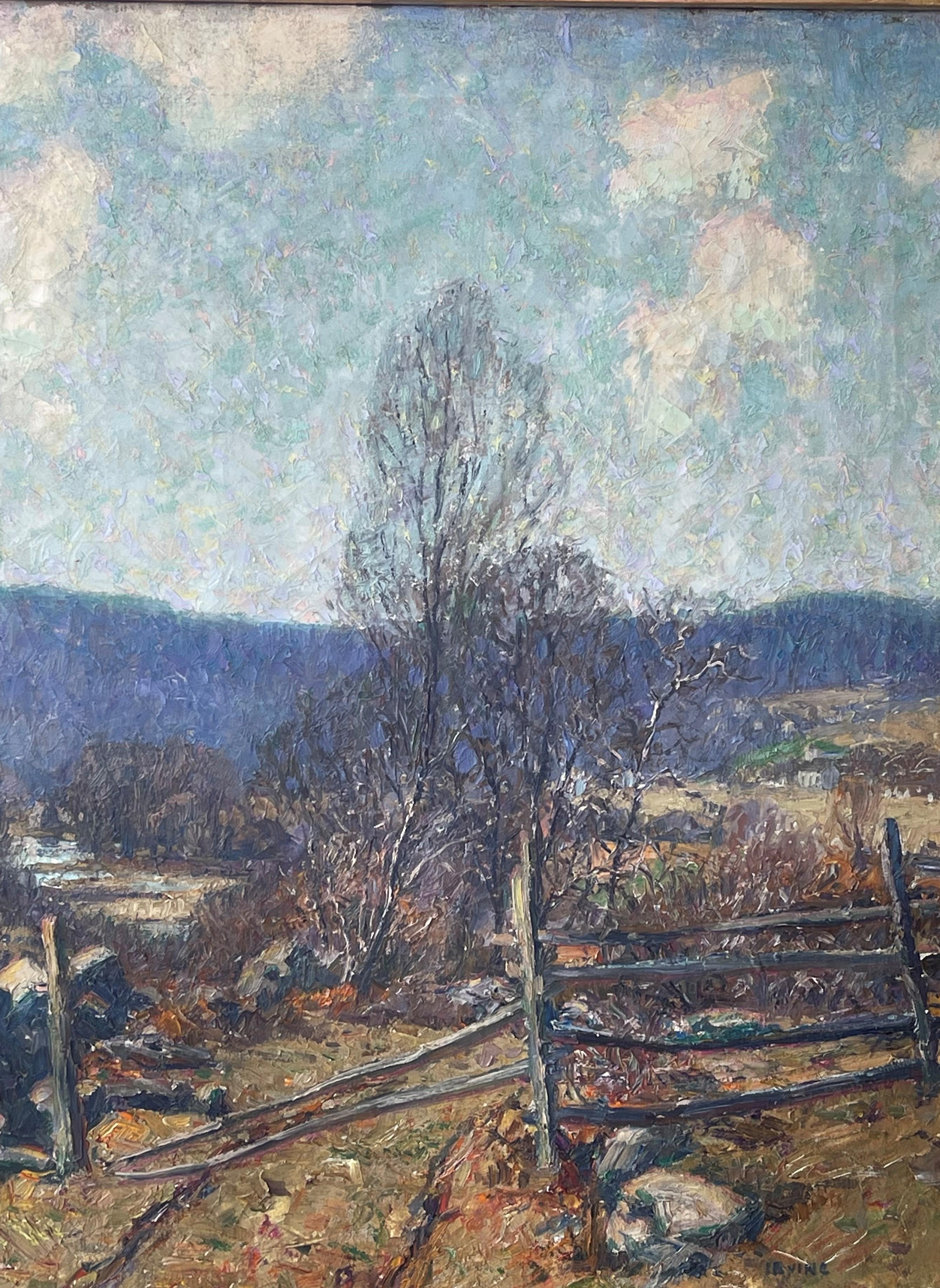  American Impressionist Artist Wilson Irvine 1869-1936 Autumn Field Oil painting For Sale 2