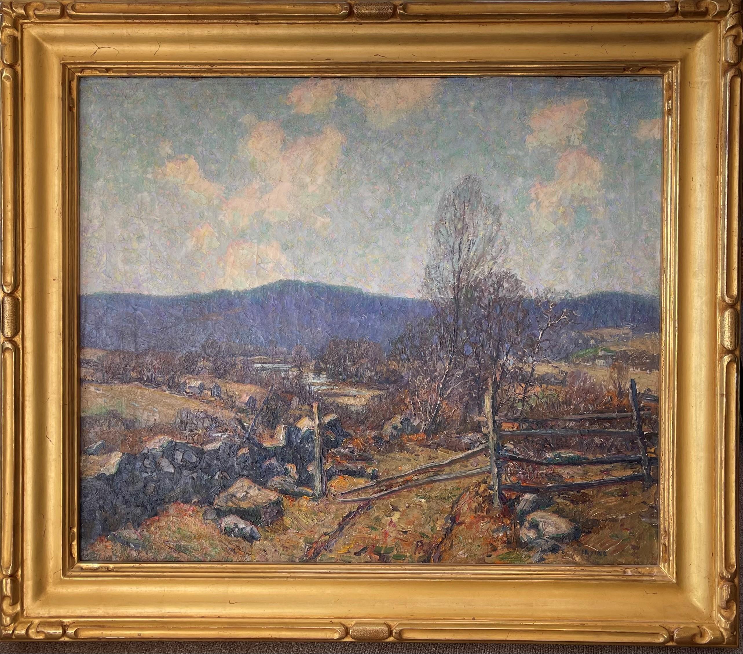 Wilson Henry Irvine Landscape Painting -  American Impressionist Artist Wilson Irvine 1869-1936 Autumn Field Oil painting