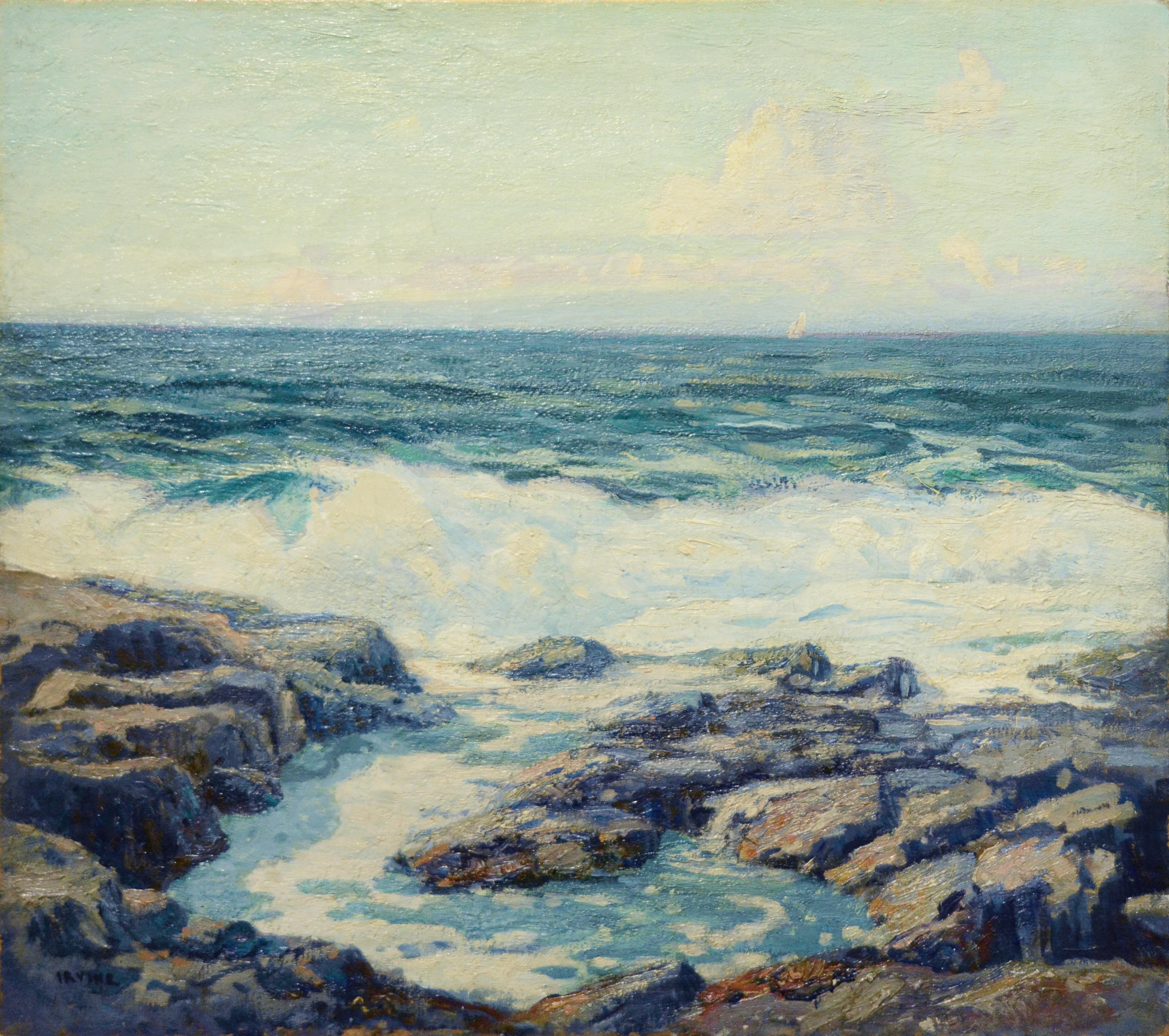 Landscape Painting Wilson Henry Irvine - Les vagues de printemps, île de Monhegan 