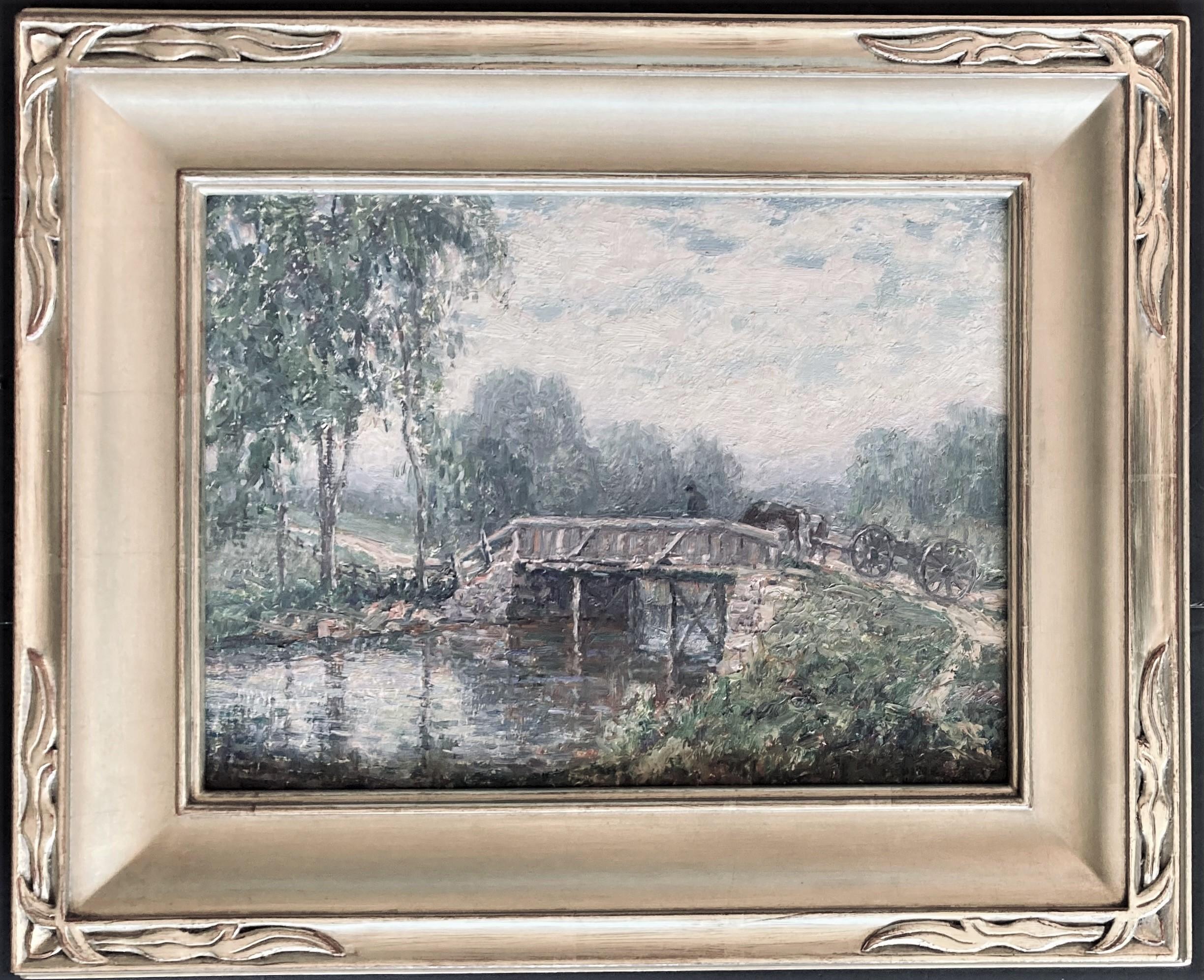 The Wooden Bridge, Old Lyme. – Painting von Wilson Henry Irvine