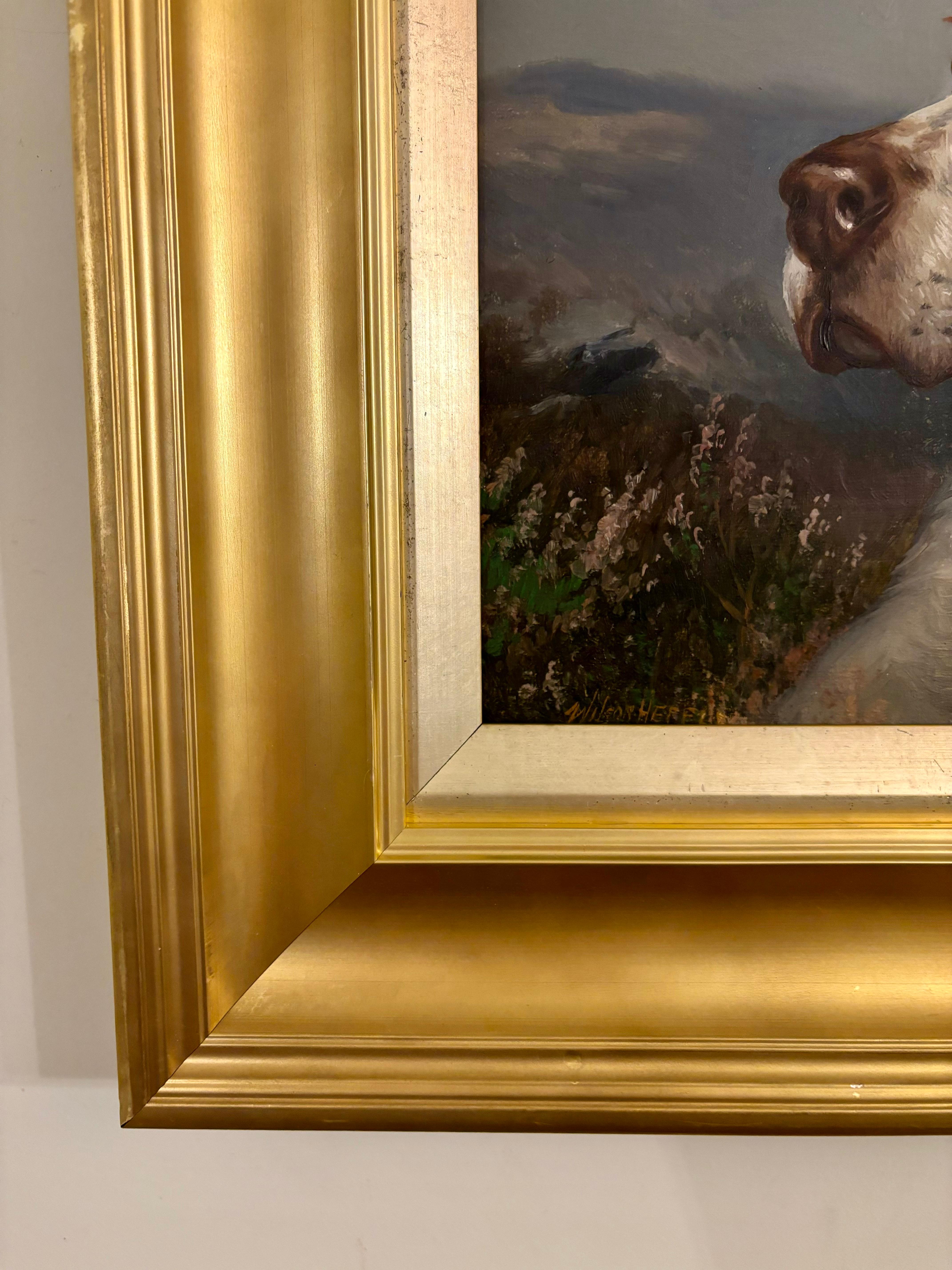 Portrait anglais ancien du 19e siècle représentant un chien de chasse de renard dans un paysage 1