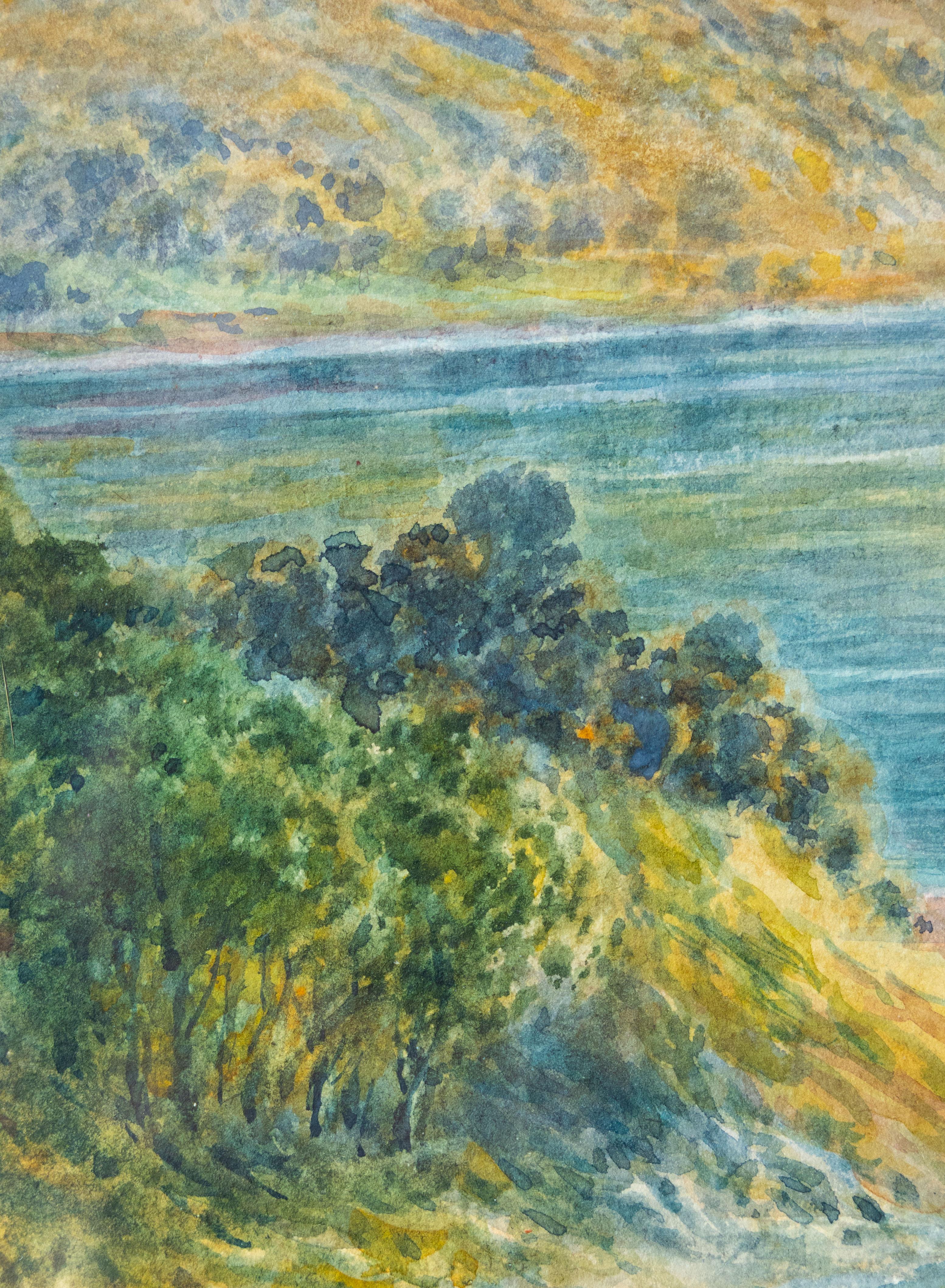 Cottage am See, English School, 19. Jahrhundert (Beige), Landscape Painting, von Wilson Hepple