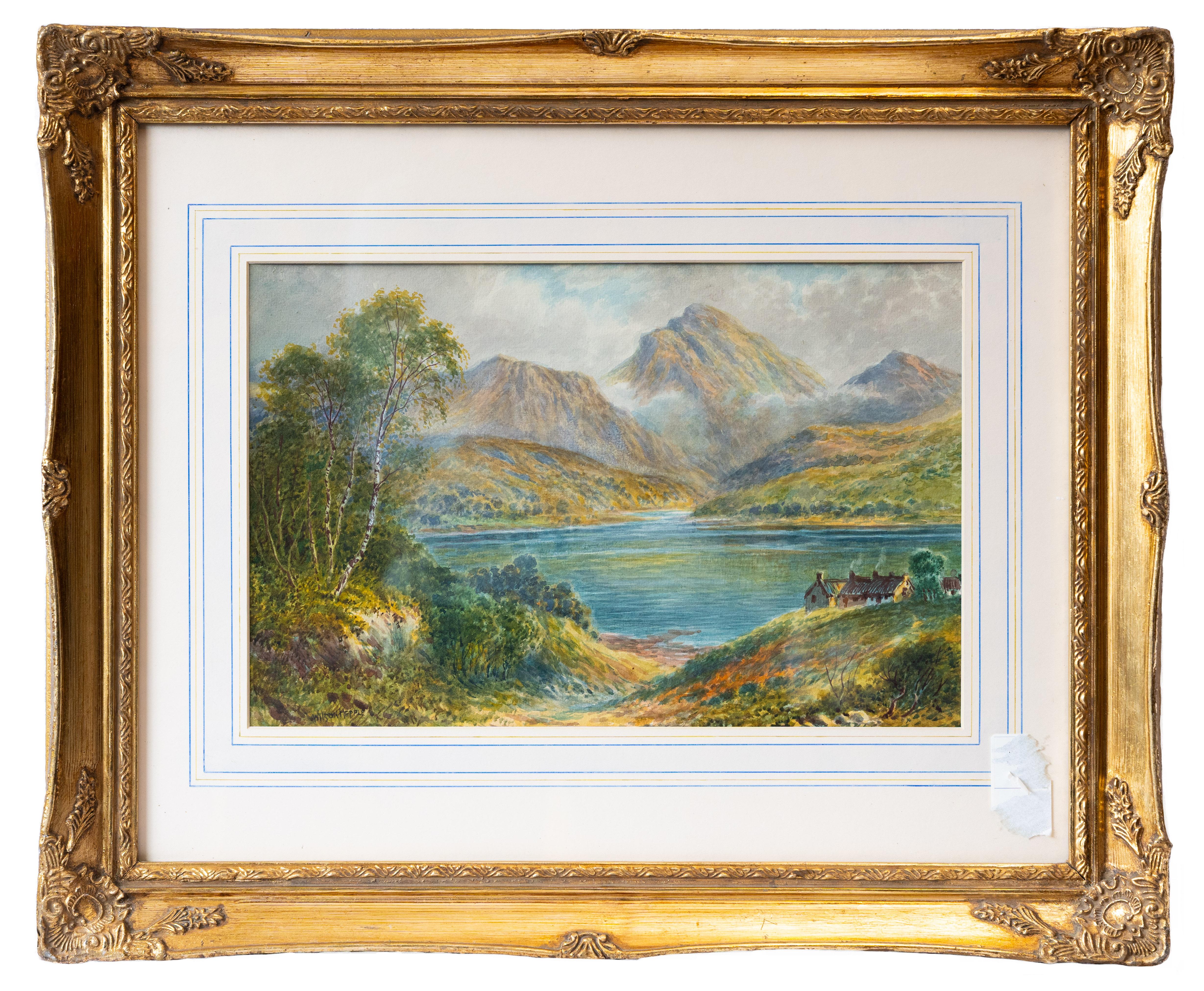 Wilson Hepple Landscape Painting – Cottage am See, English School, 19. Jahrhundert