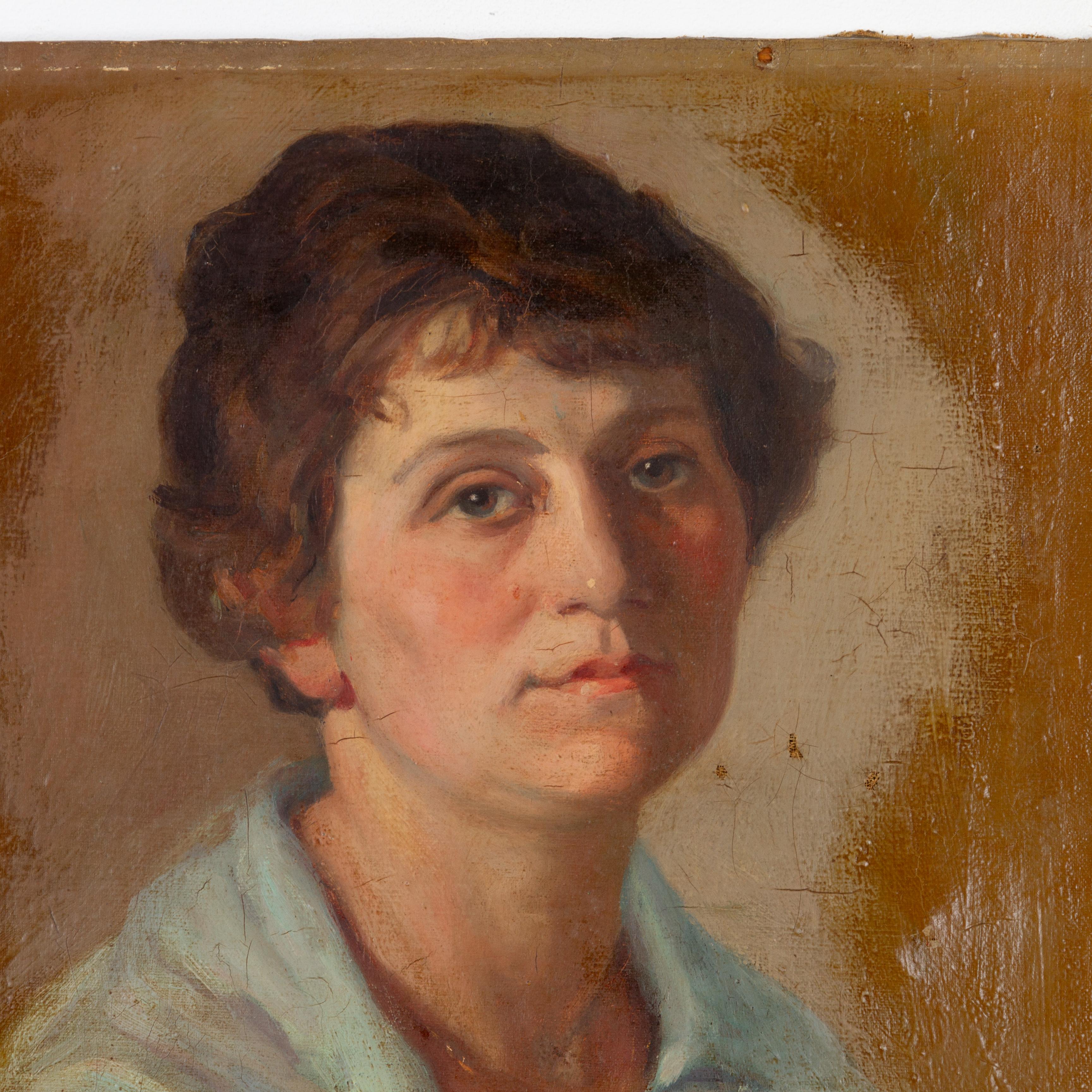 In good condition
From a private collection
Free international shipping
Wilson, Hugh Cameron (British 1885–1952) Signed Portrait Oil Painting 1918
Yellowed varnish surface, requires cleaning.