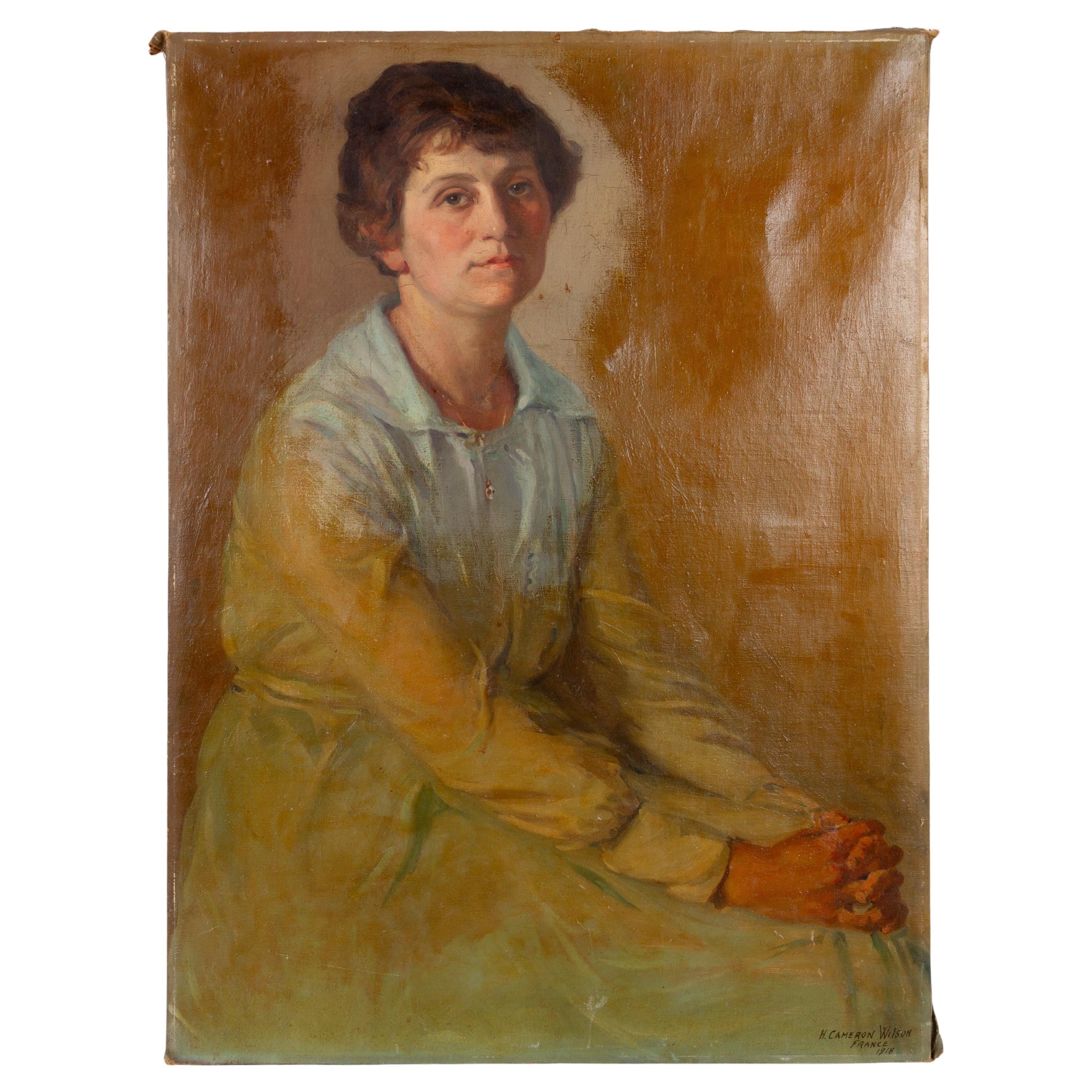 Wilson, Hugh Cameron (British 1885–1952) Signed Portrait Oil Painting 1918