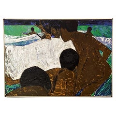 Wilson L Scruggs - Peinture à l'huile - Jeunes Island Boys in Surf