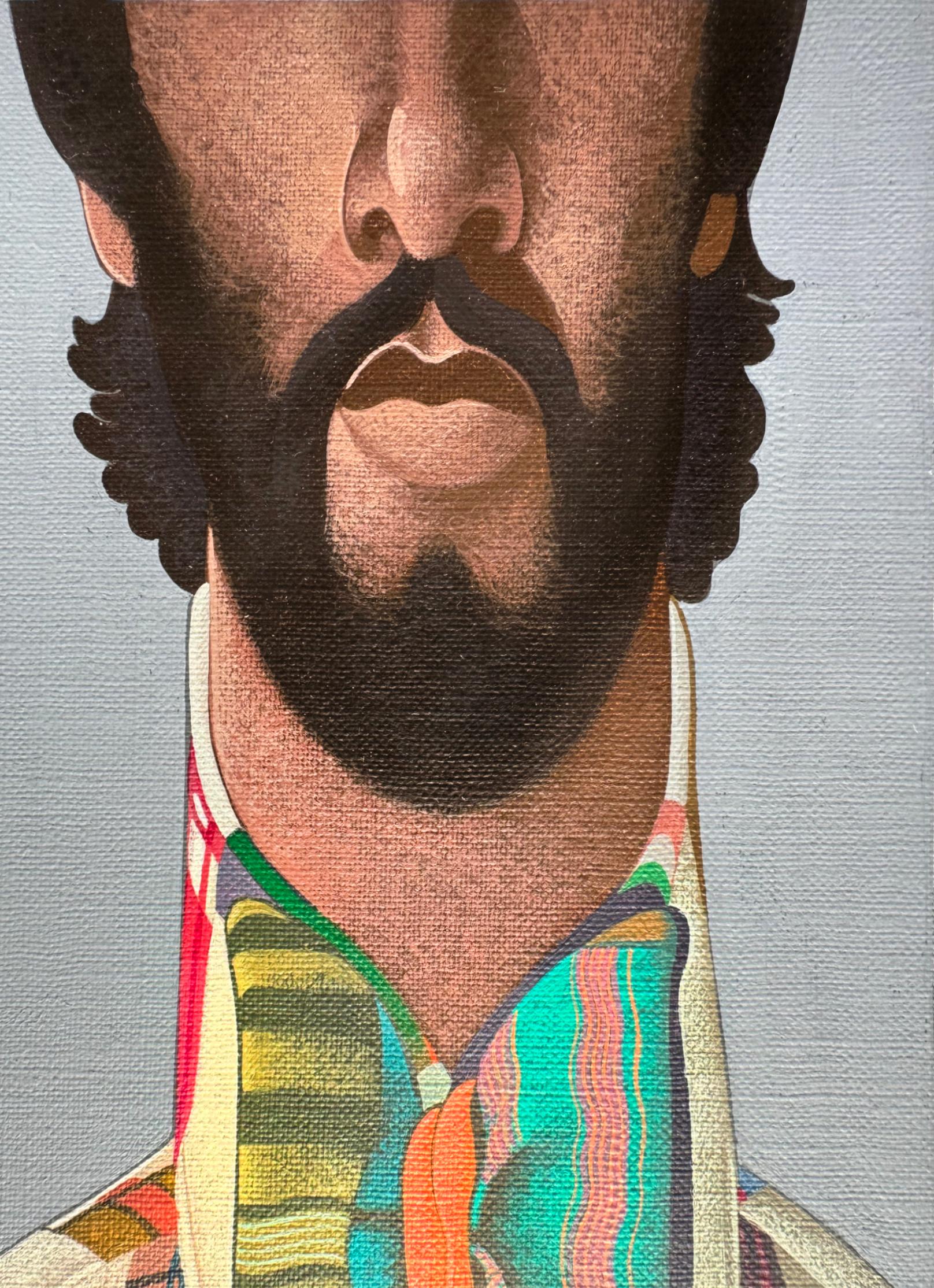 Groovy 1970s Men's Fashion - Gay Interest - like Domenico Gnoli - Painting by Wilson McLean
