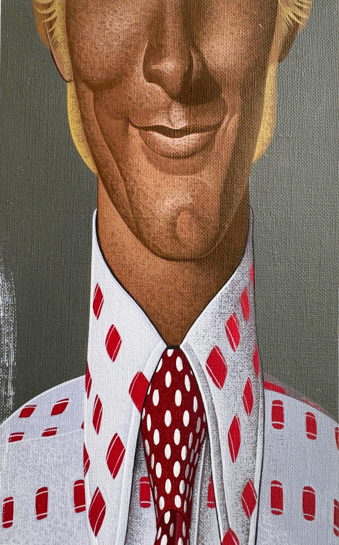 Groovy 1970s Men's Fashion - Gay Interest - like Domenico Gnoli - Abstract Geometric Painting by Wilson McLean