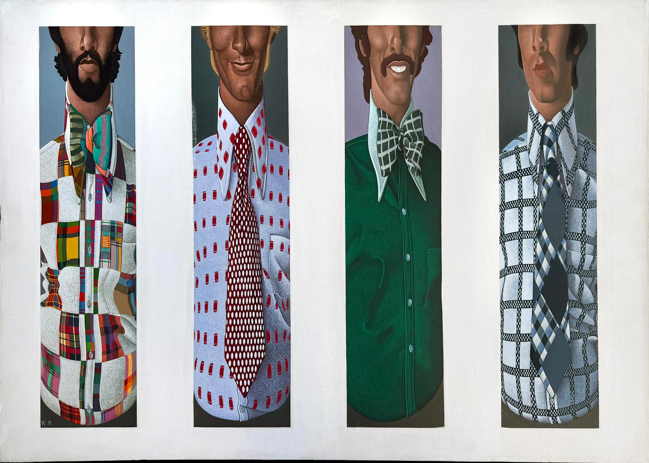 Wilson McLean Portrait Painting - Groovy 1970s Men's Fashion - Gay Interest - like Domenico Gnoli