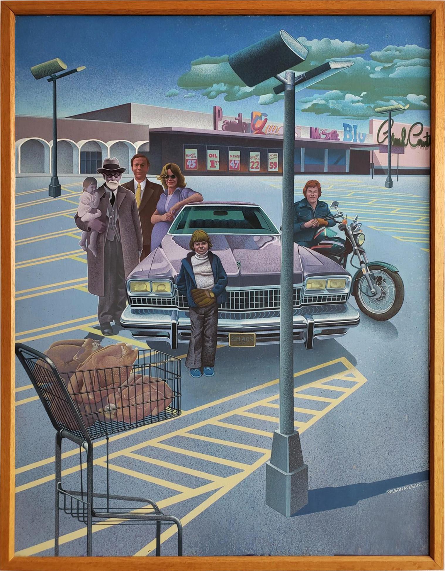 Wilson McLean Portrait Painting - Turkey. Brains. Suburbia Family. Shopping Center and Sigmund Freud  Illustration
