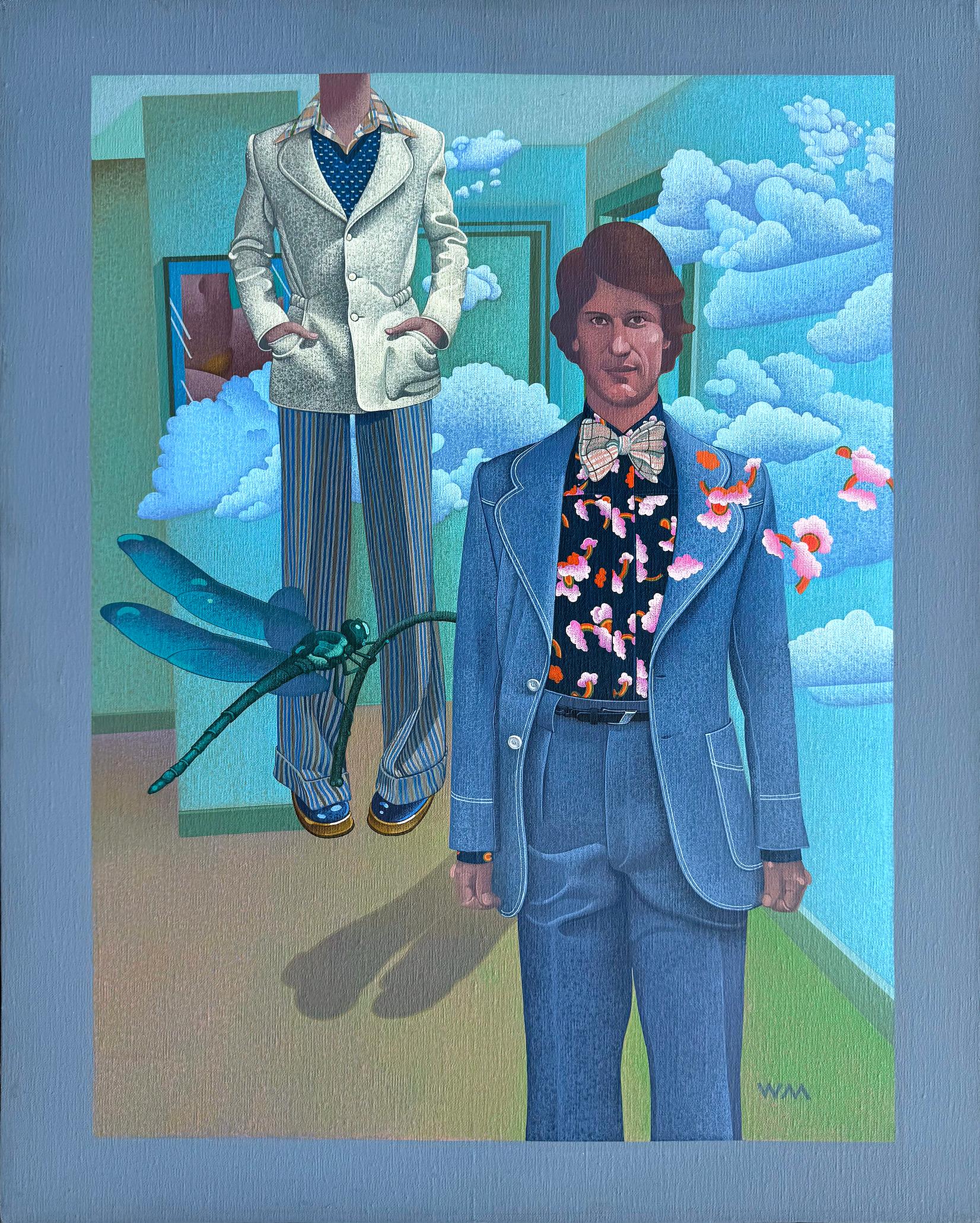 Moda maschile surreale dei fantastici anni '70 - Dragon Fly Rene Magritte Clouds in vendita 4