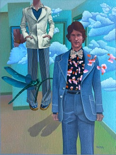 Moda masculina surrealista de los fantásticos años 70 - Dragon Fly René Magritte Nubes