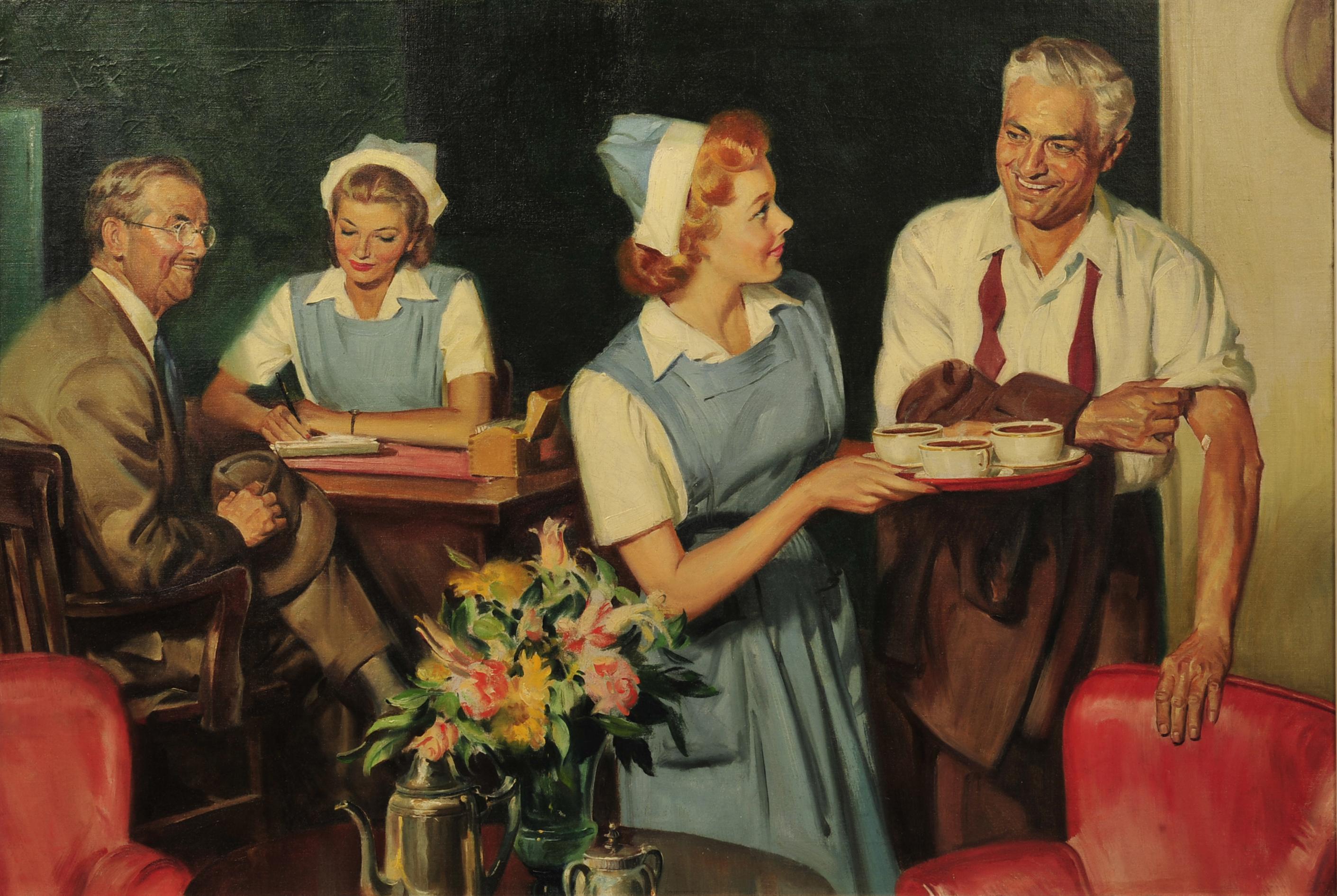 Figurative Painting de Wilson Jr. Mortimer - La Cruz Roja Americana en acción