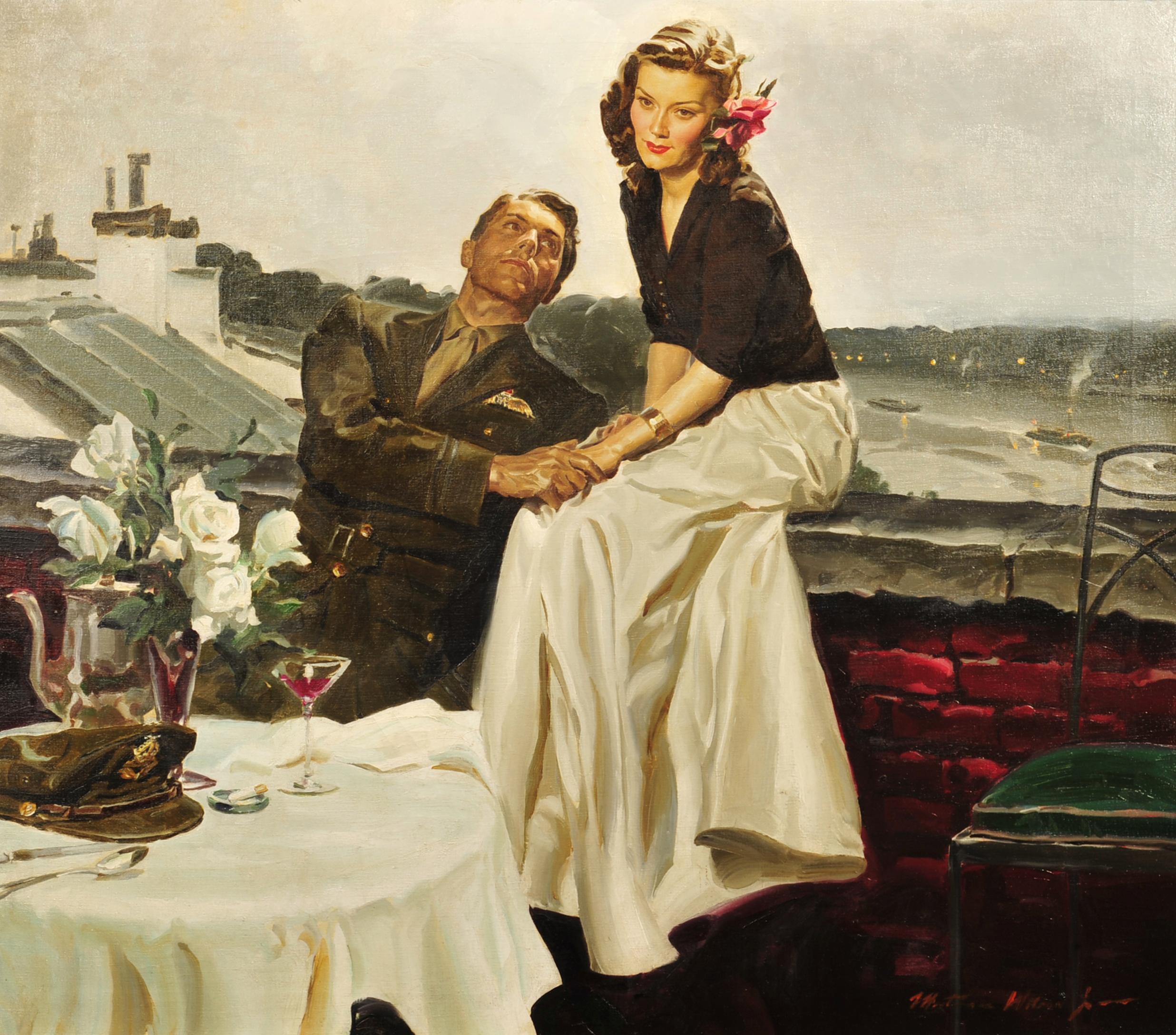 Wilson Jr. Mortimer Figurative Painting - Couple At European Rooftop