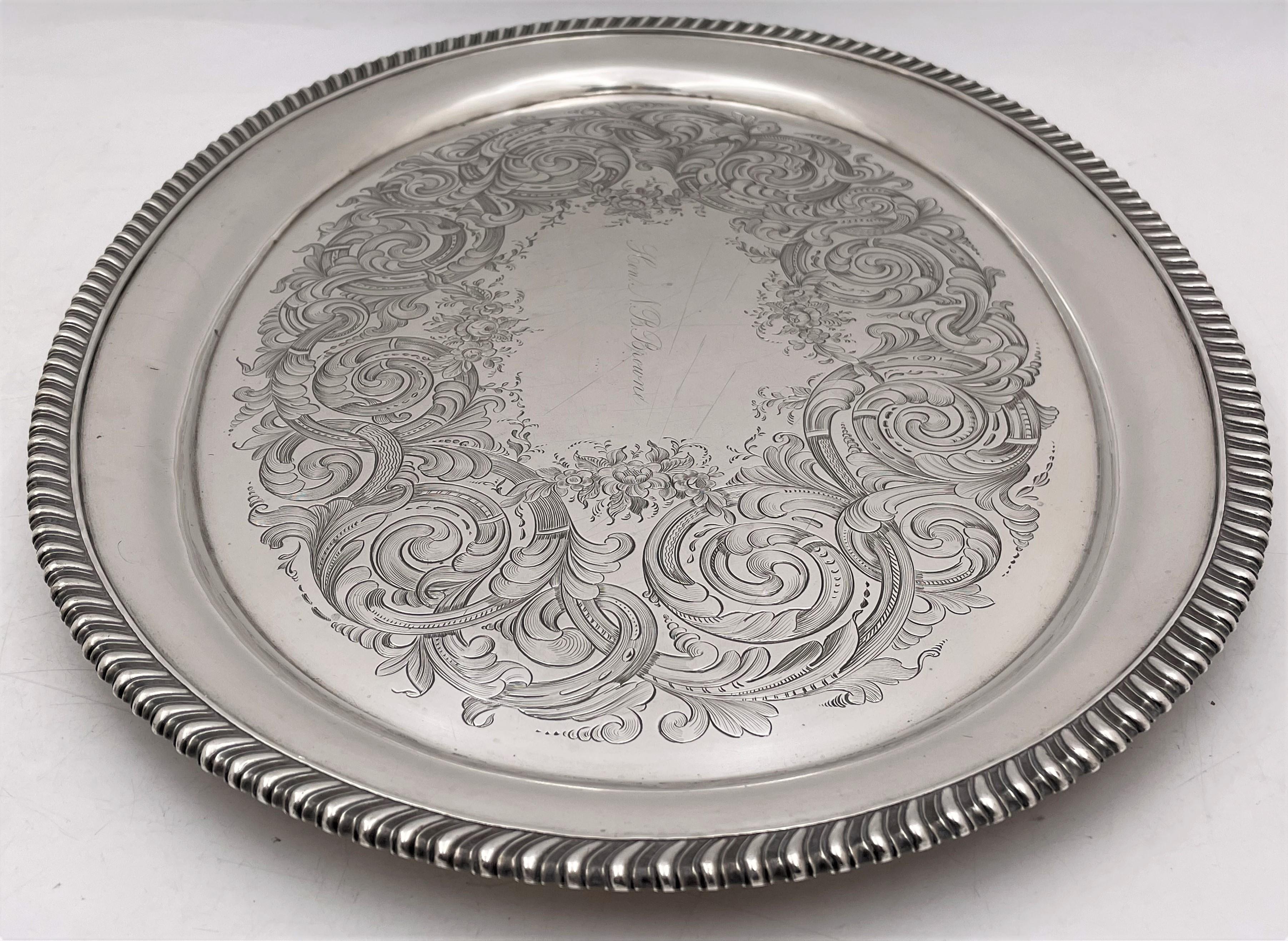 American Wilson Silver Platter/ Tray from Mid-19th Century for Ivy League UPenn Alum For Sale