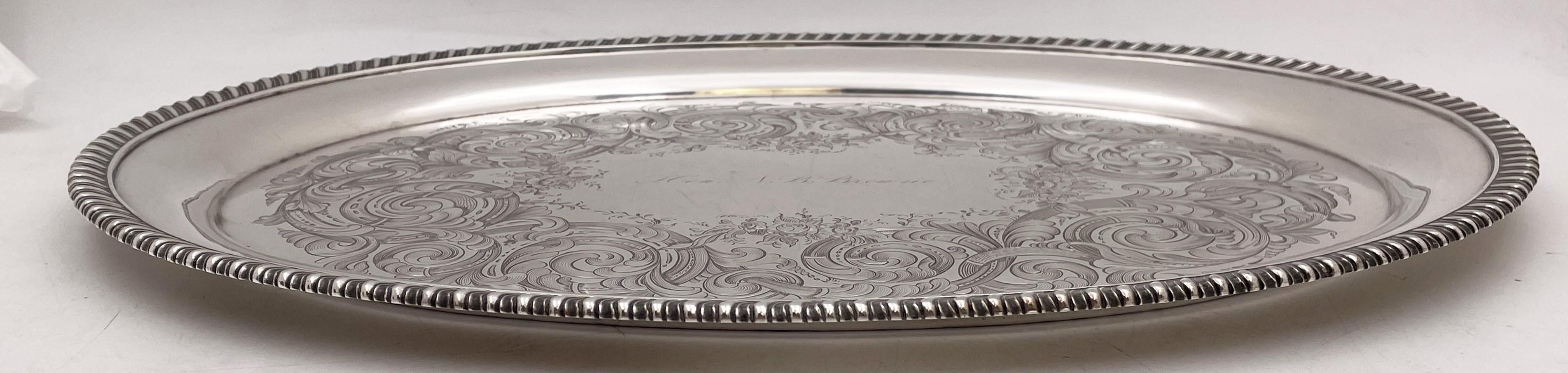 Wilson Silver Platter/ Tray from Mid-19th Century for Ivy League UPenn Alum In Good Condition For Sale In New York, NY