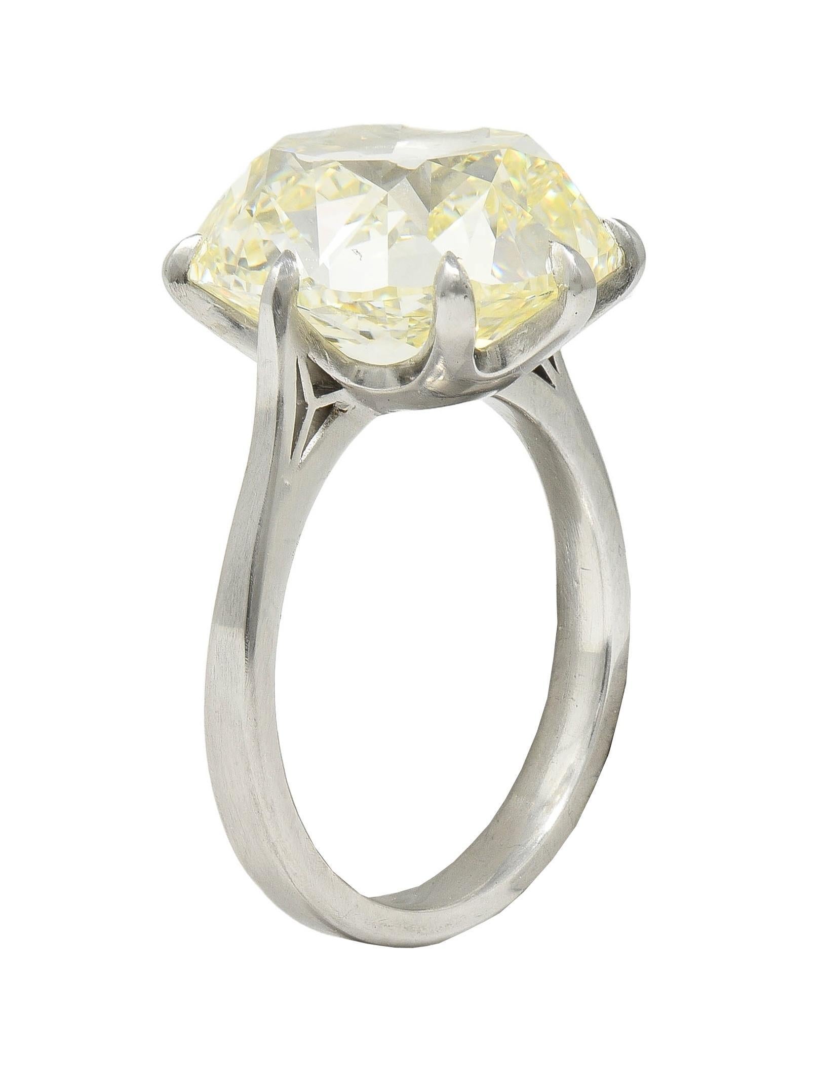 Wilson's Bespoke 10.18 CT Old Mine Butter Diamond Platinum Engagement Ring GIA For Sale 5
