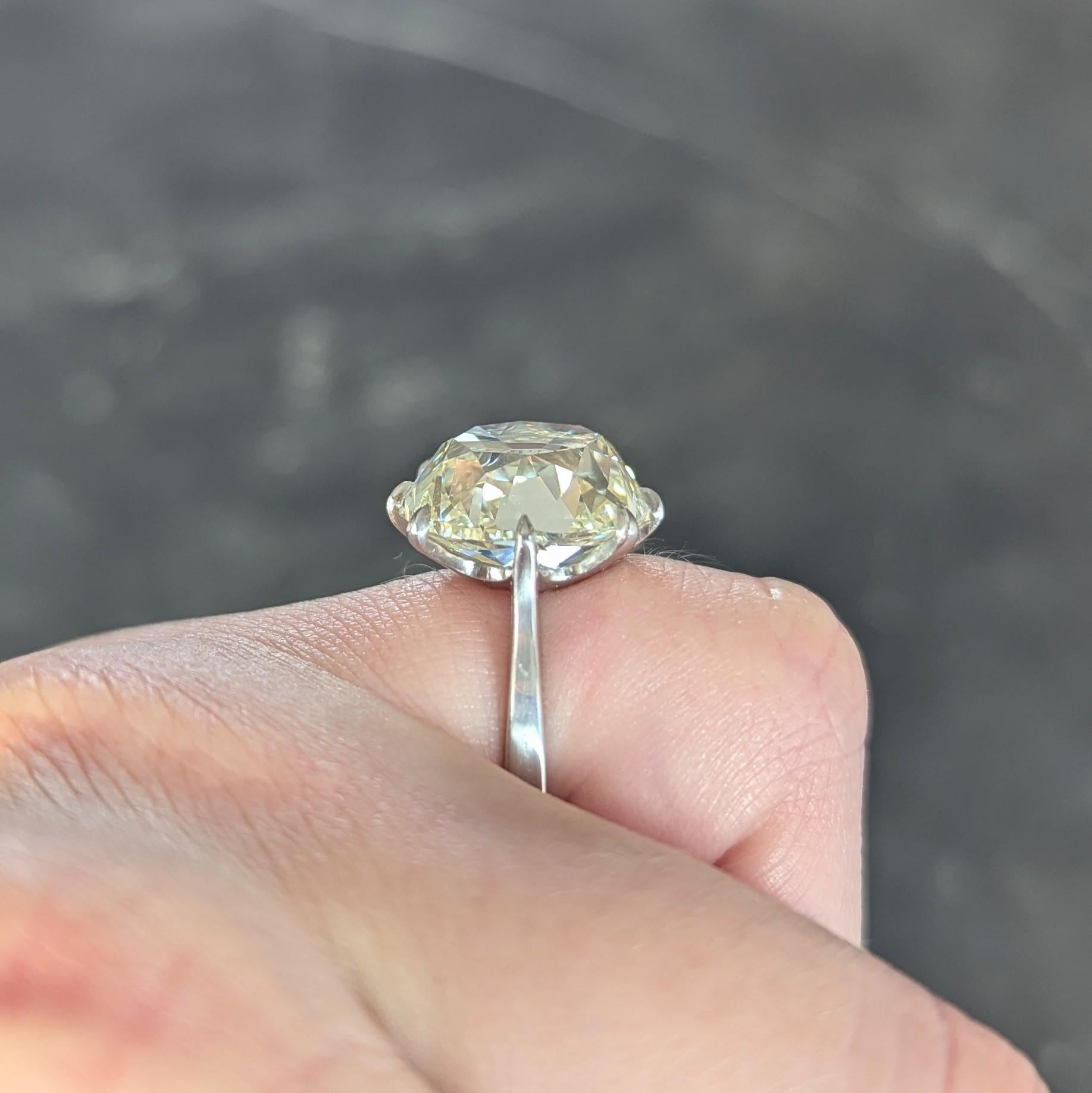 Wilson's Bespoke 10.18 CT Old Mine Butter Diamond Platinum Engagement Ring GIA For Sale 7