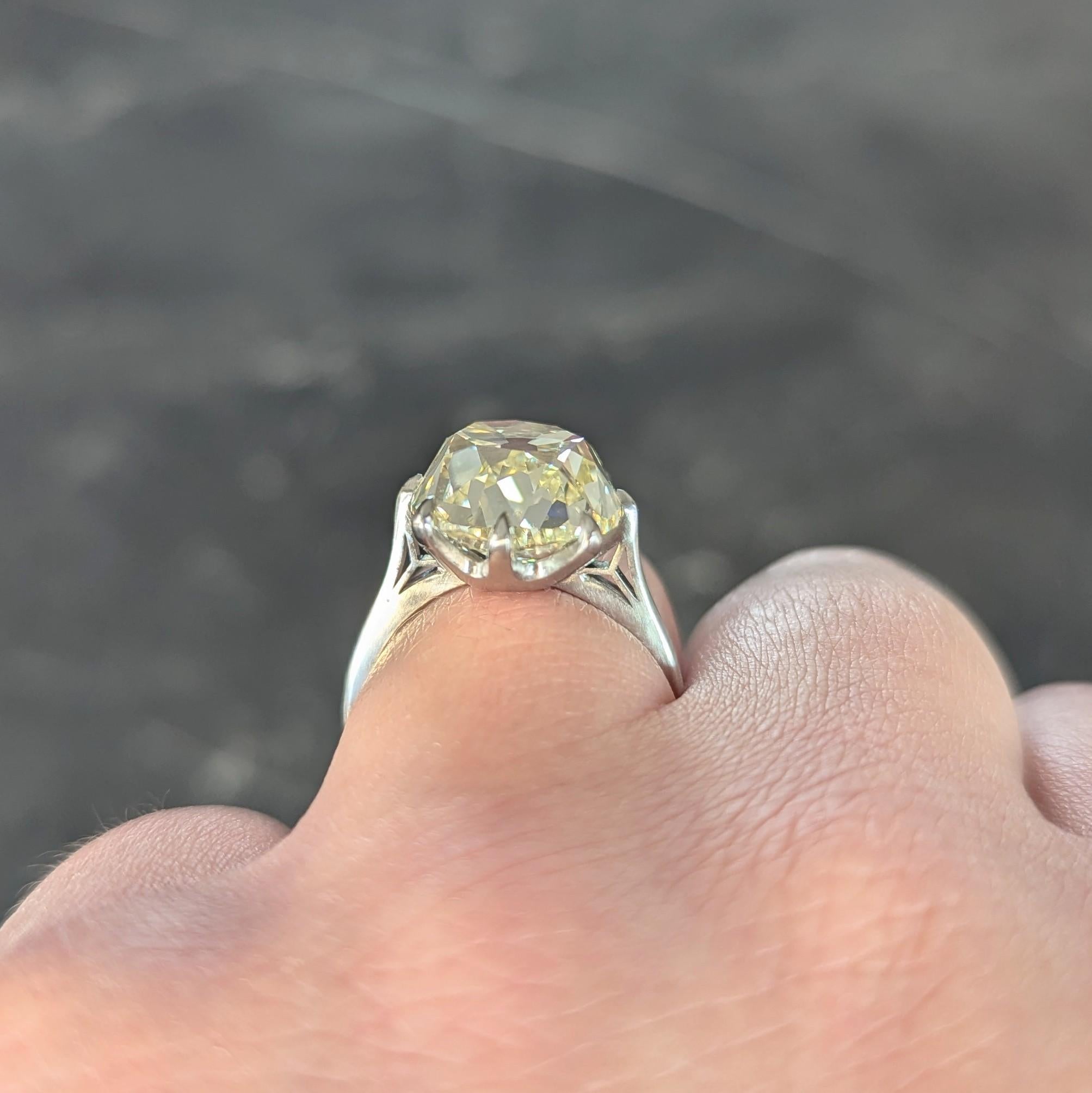 Wilson's Bespoke 10.18 CT Old Mine Butter Diamond Platinum Engagement Ring GIA For Sale 8