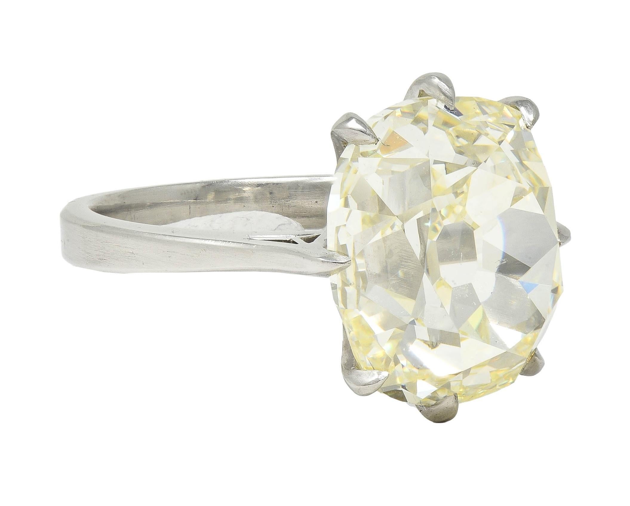 Old Mine Cut Wilson's Bespoke 10.18 CT Old Mine Butter Diamond Platinum Engagement Ring GIA For Sale
