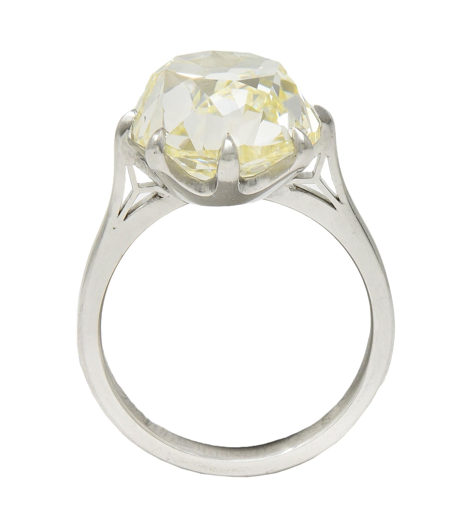 Wilson's Bespoke 10.18 CT Old Mine Butter Diamond Platinum Engagement Ring GIA In Excellent Condition For Sale In Philadelphia, PA