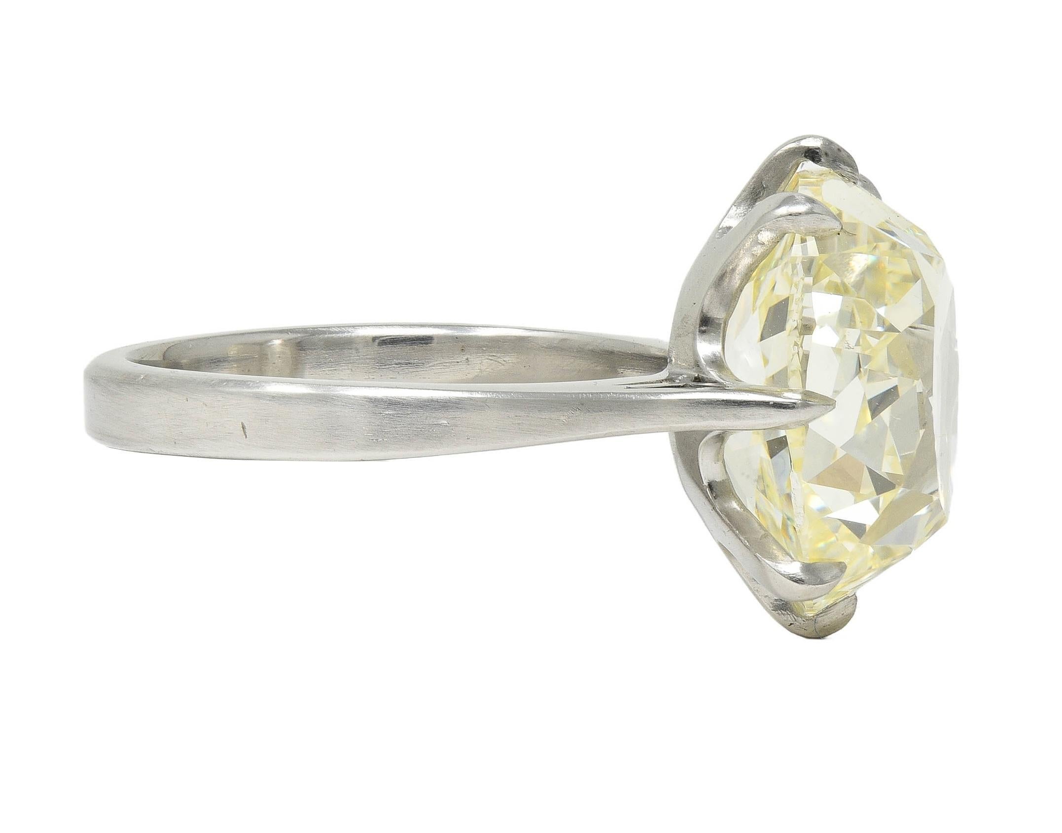 Women's Wilson's Bespoke 10.18 CT Old Mine Butter Diamond Platinum Engagement Ring GIA For Sale