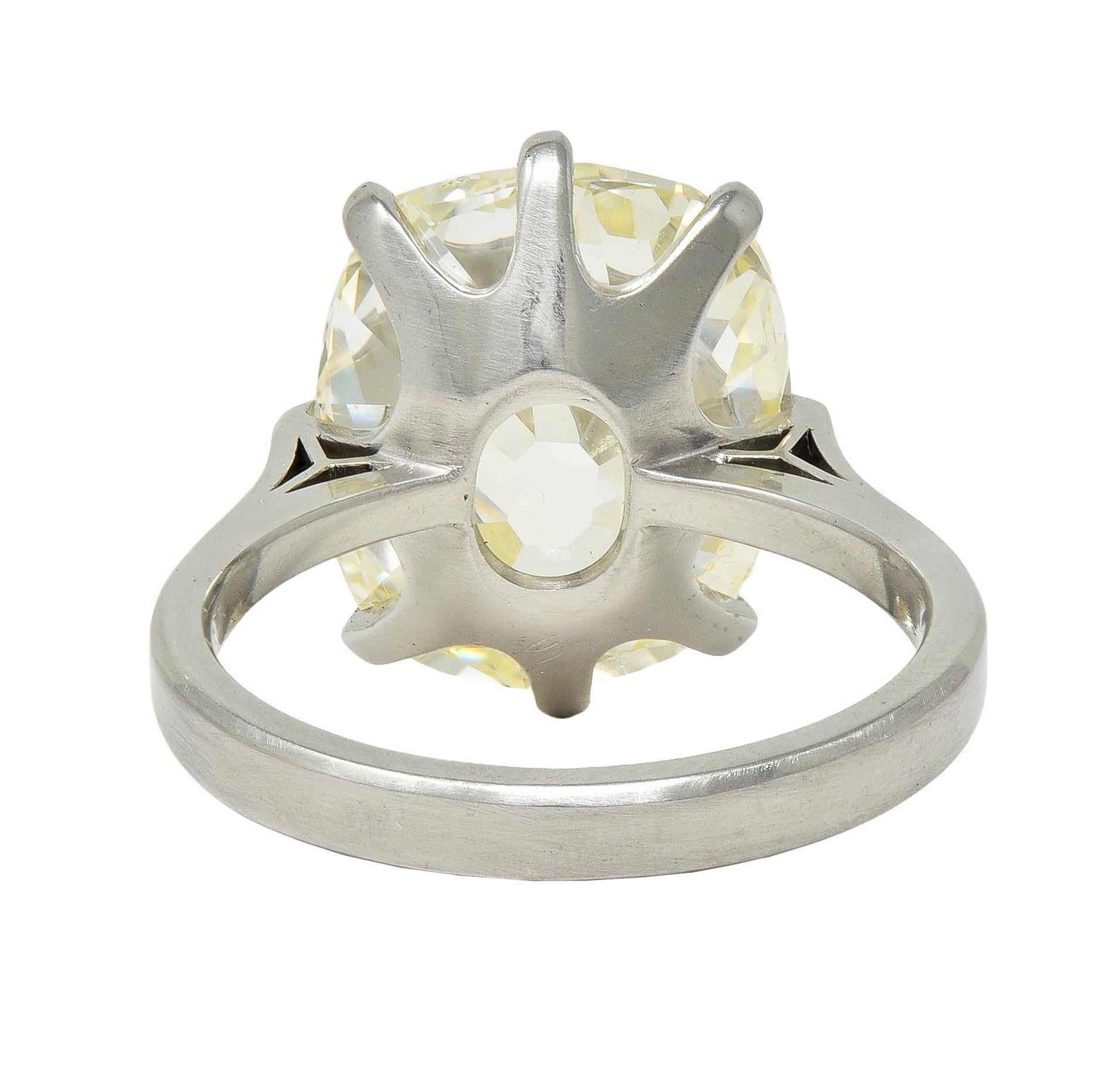 Wilson's Bespoke 10.18 CT Old Mine Butter Diamond Platinum Engagement Ring GIA For Sale 1