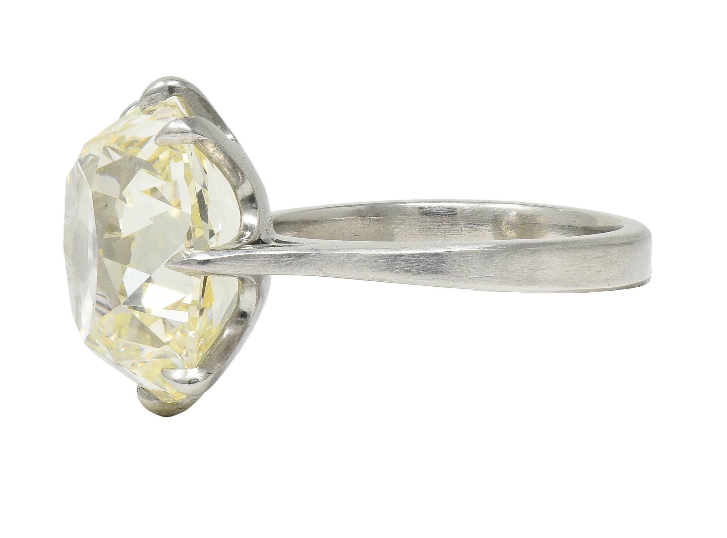 Wilson's Bespoke 10.18 CT Old Mine Butter Diamond Platinum Engagement Ring GIA For Sale 2