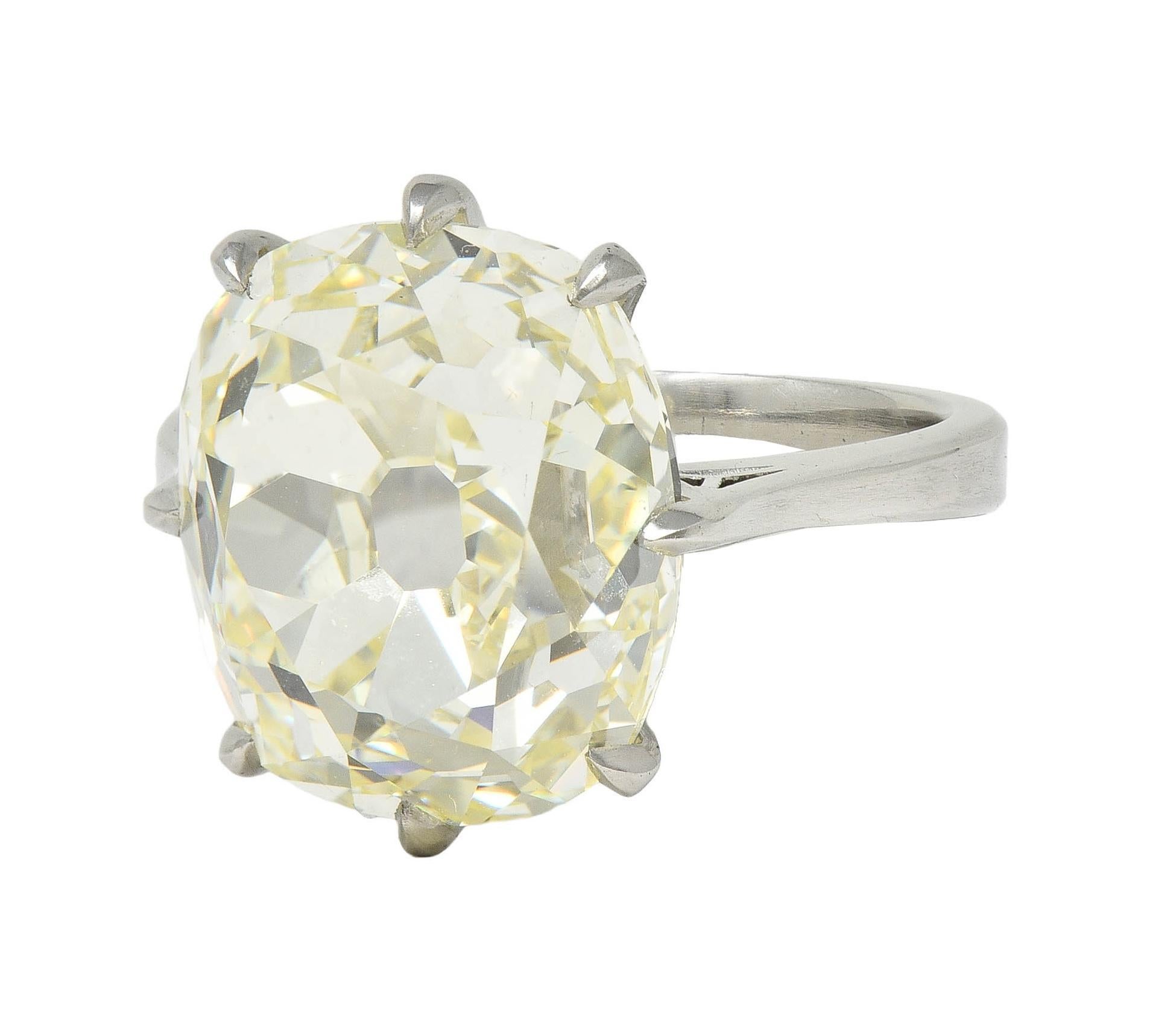 Wilson's Bespoke 10.18 CT Old Mine Butter Diamond Platinum Engagement Ring GIA For Sale 3