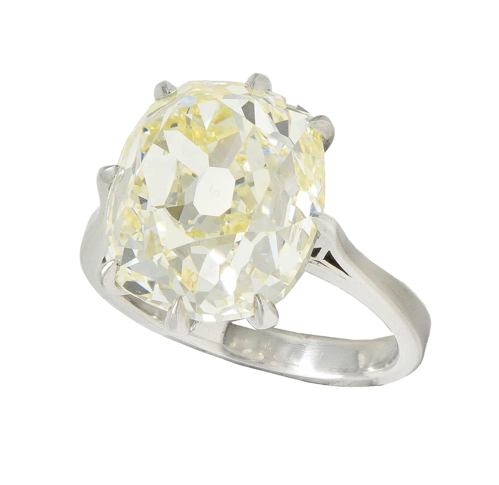Wilson's Bespoke 10.18 CT Old Mine Butter Diamond Platinum Engagement Ring GIA For Sale 4