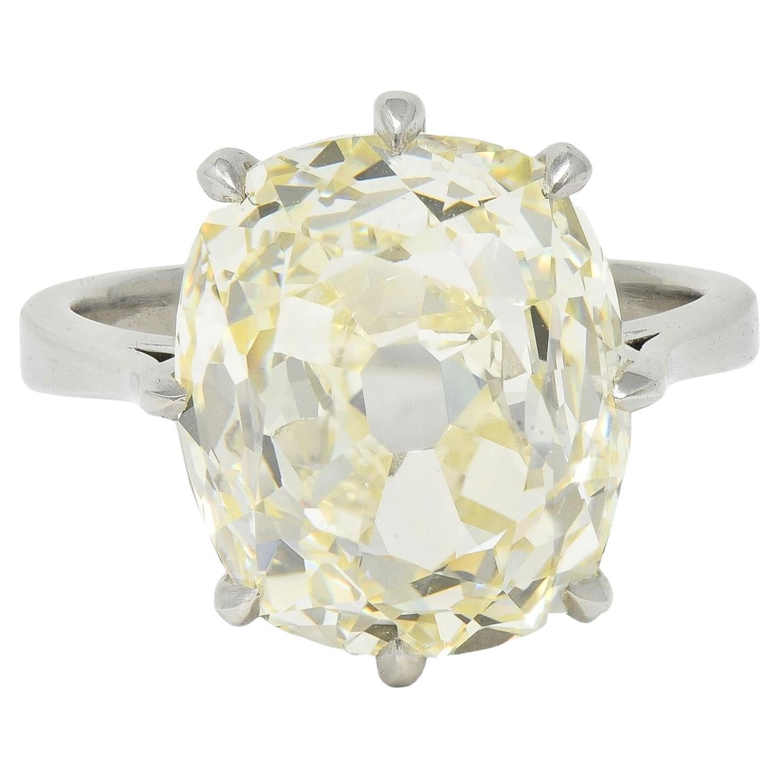 Wilson's Bespoke 10.18 CT Old Mine Butter Diamond Platinum Engagement Ring GIA For Sale