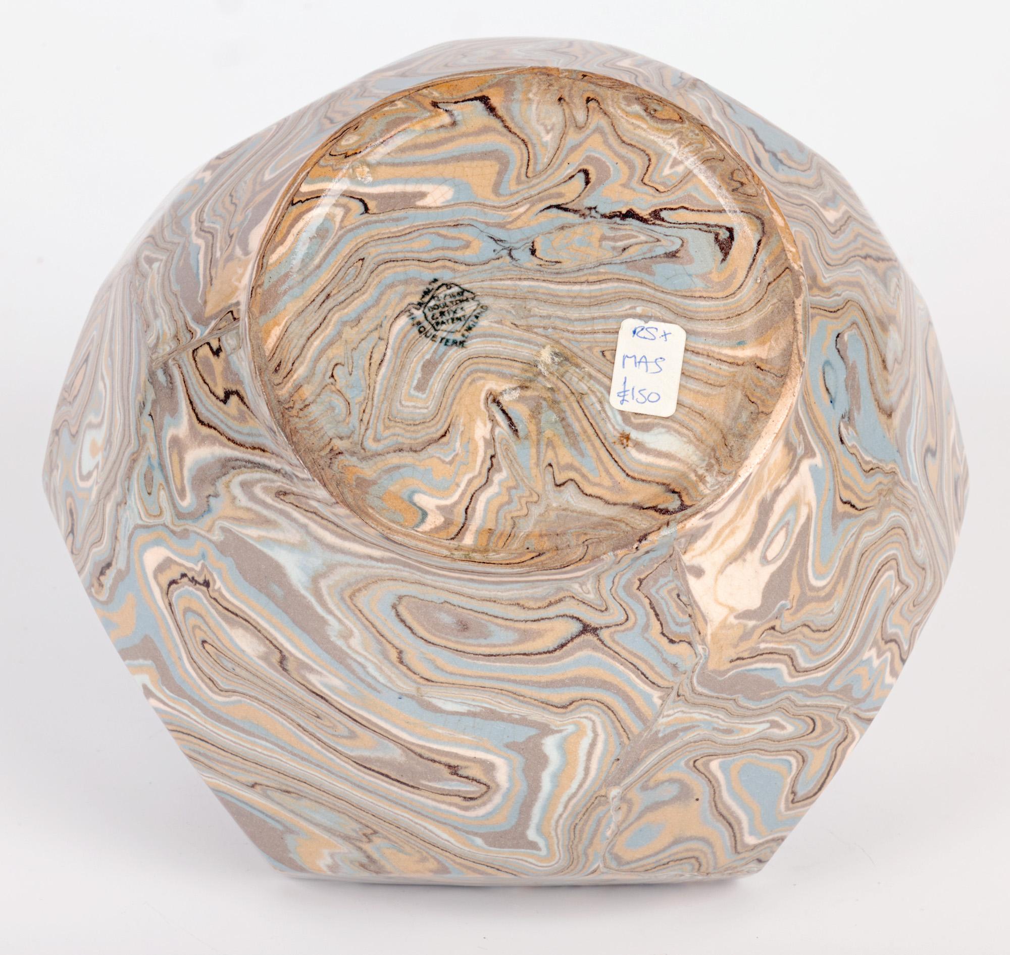 Wilton Parker Rix Doulton Lambeth Marqueterie Ware Brown marmorierte Schale im Angebot 4