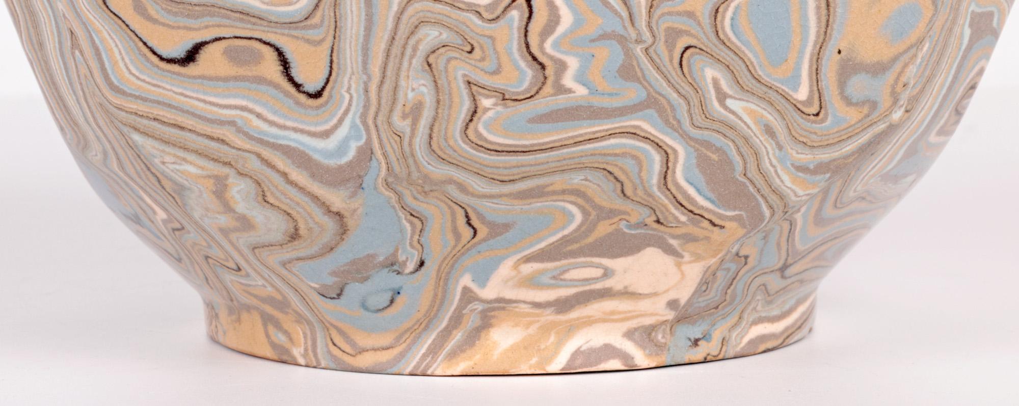 Wilton Parker Rix Doulton Lambeth Marqueterie Ware Brown marmorierte Schale (Art nouveau) im Angebot