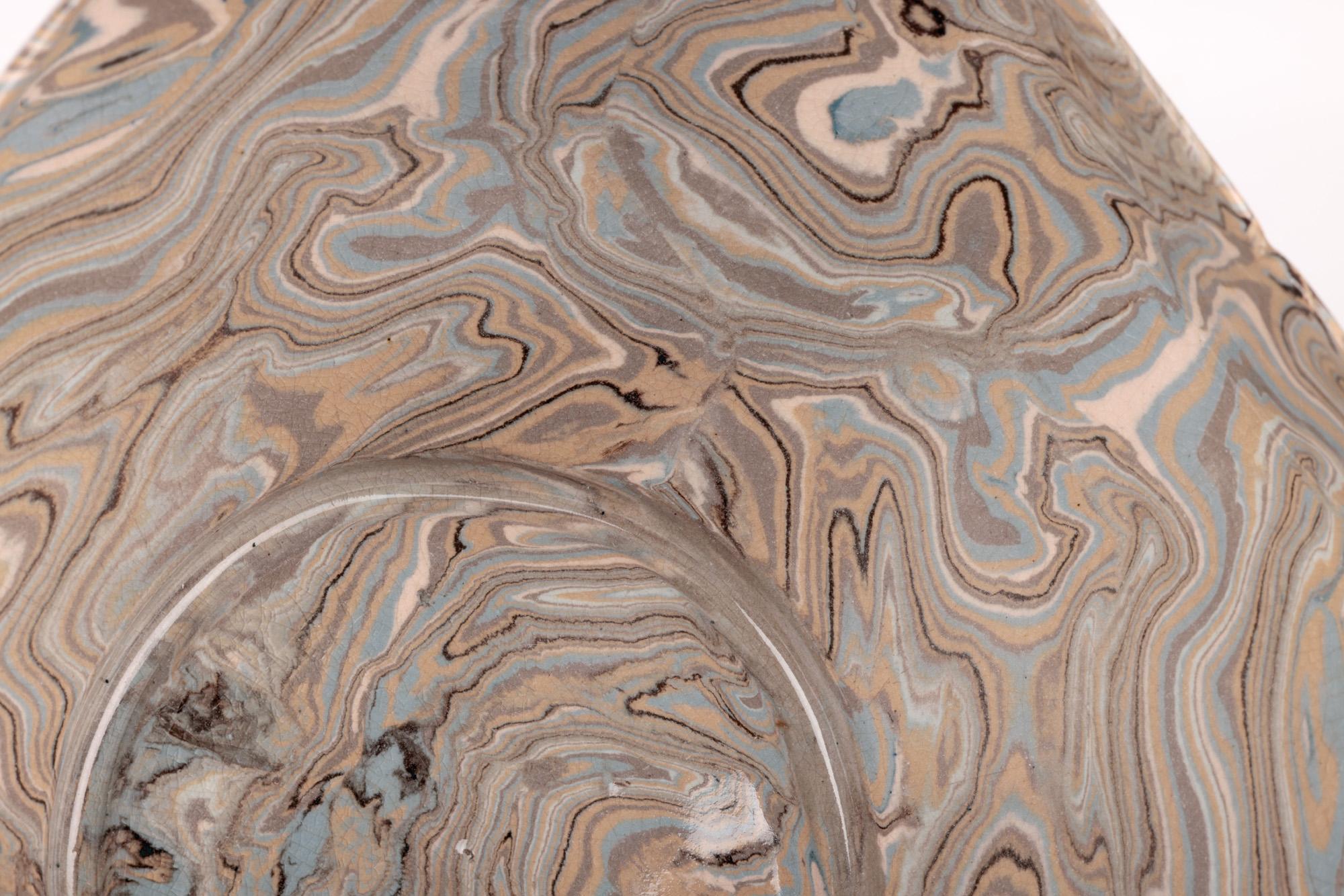 Wilton Parker Rix Doulton Lambeth Marqueterie Ware Brown marmorierte Schale (Britisch) im Angebot