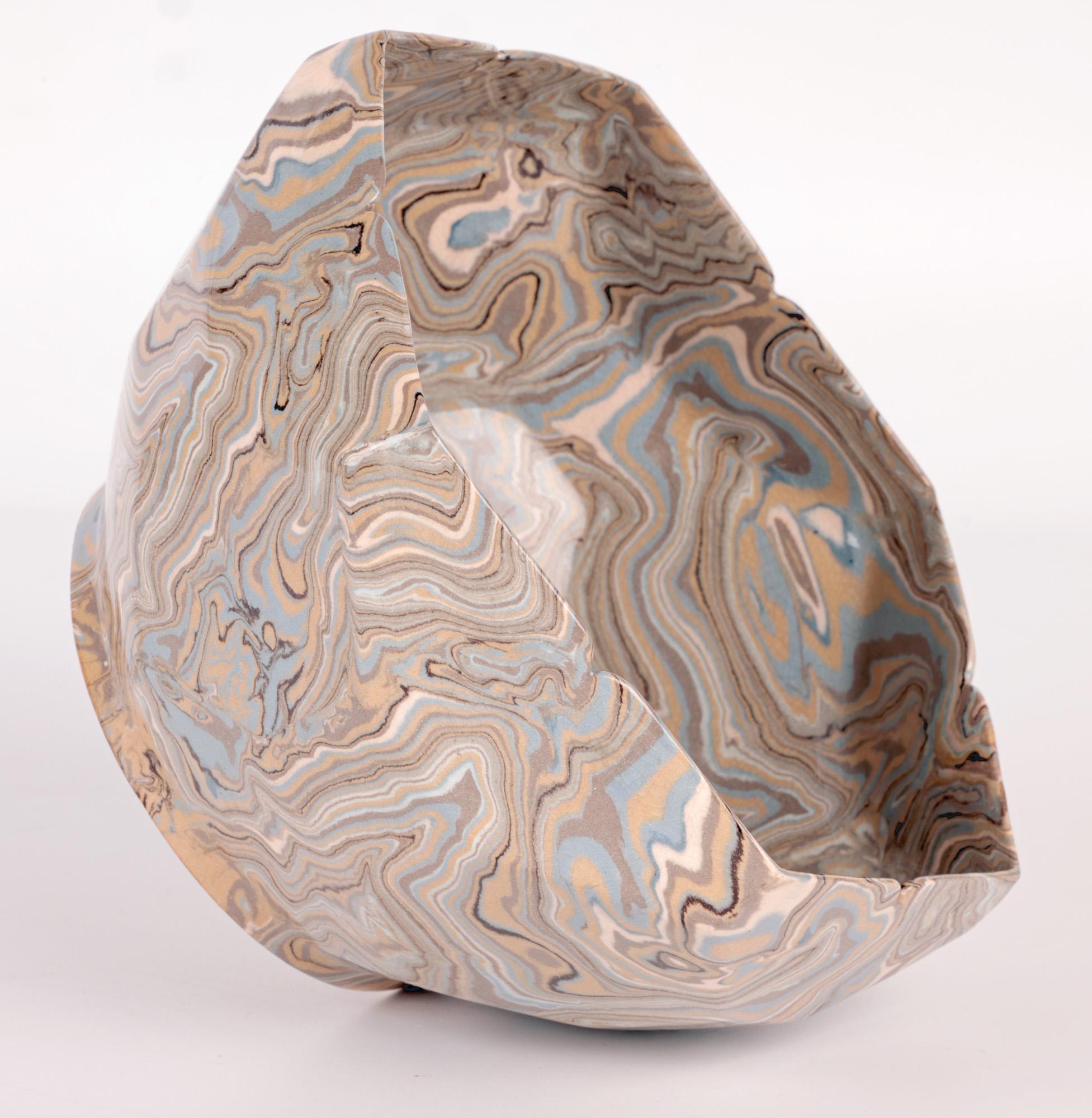 Wilton Parker Rix Doulton Lambeth Marqueterie Ware Brown marmorierte Schale (Keramik) im Angebot