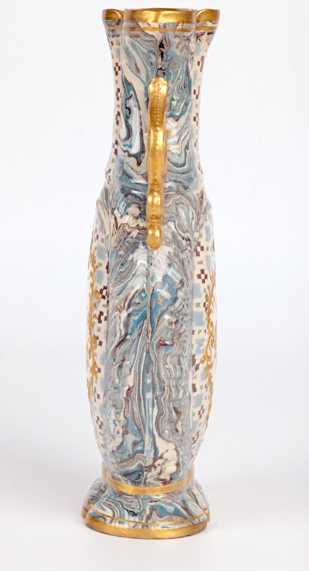 Wilton Parker Rix Doulton Lambeth Marqueterie Ware Twin Handled Vase For Sale 4