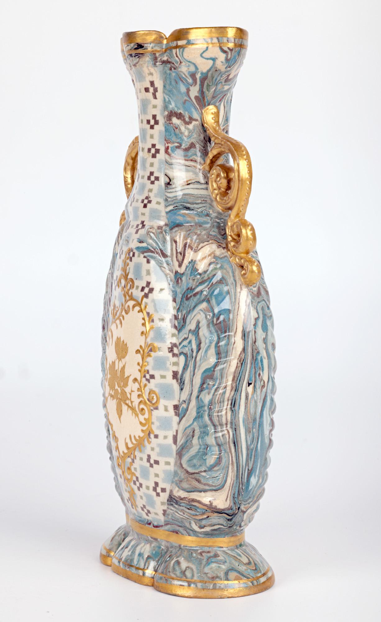 Wilton Parker Rix Doulton Lambeth Marqueterie Ware Twin Handled Vase For Sale 8