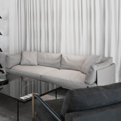 In stock in Los Angeles, Wilton Grey Leather Sofa, Designed by Christophe Pillet