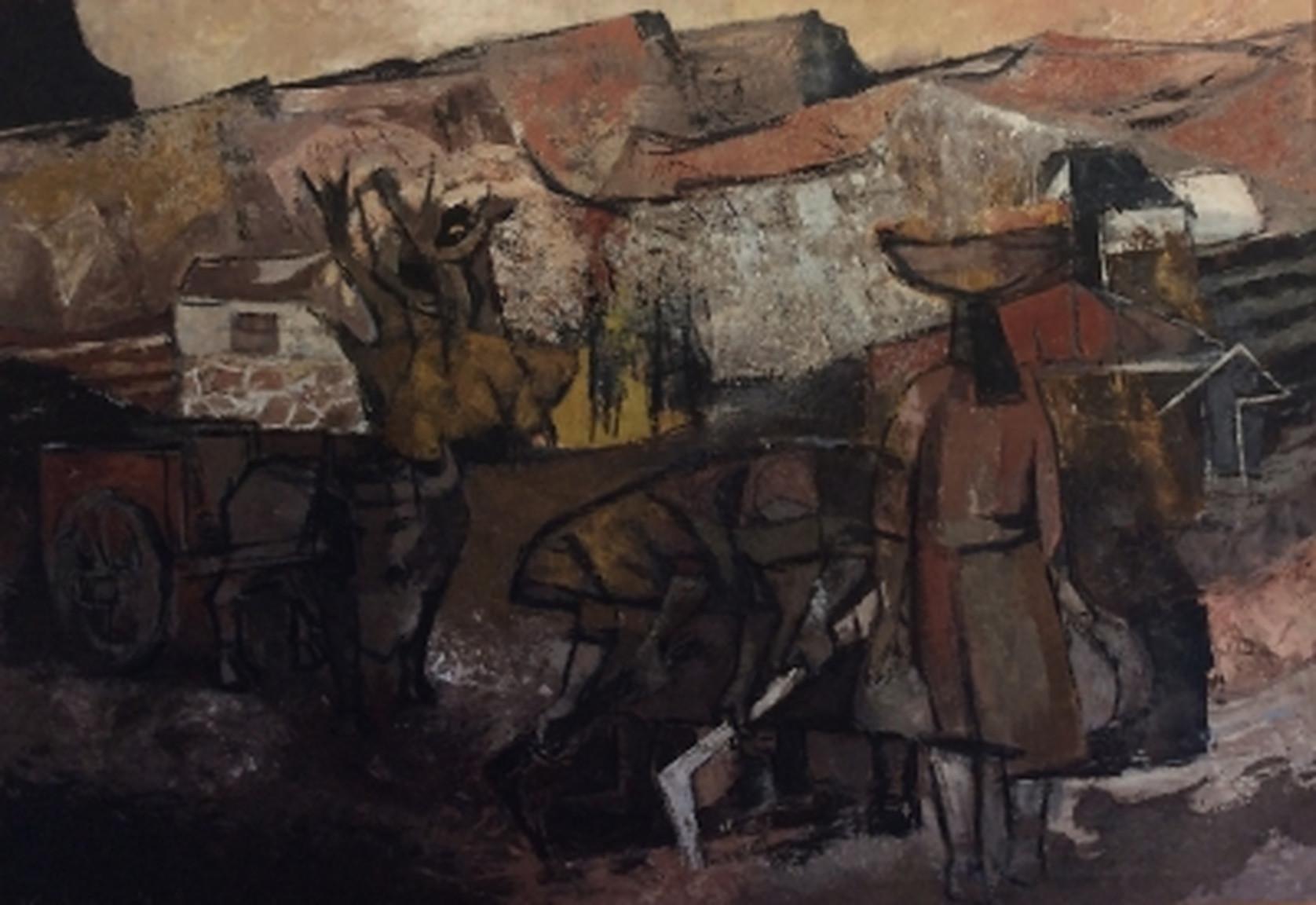  Wim Bosma Landscape Painting -  Macedonie, 1966