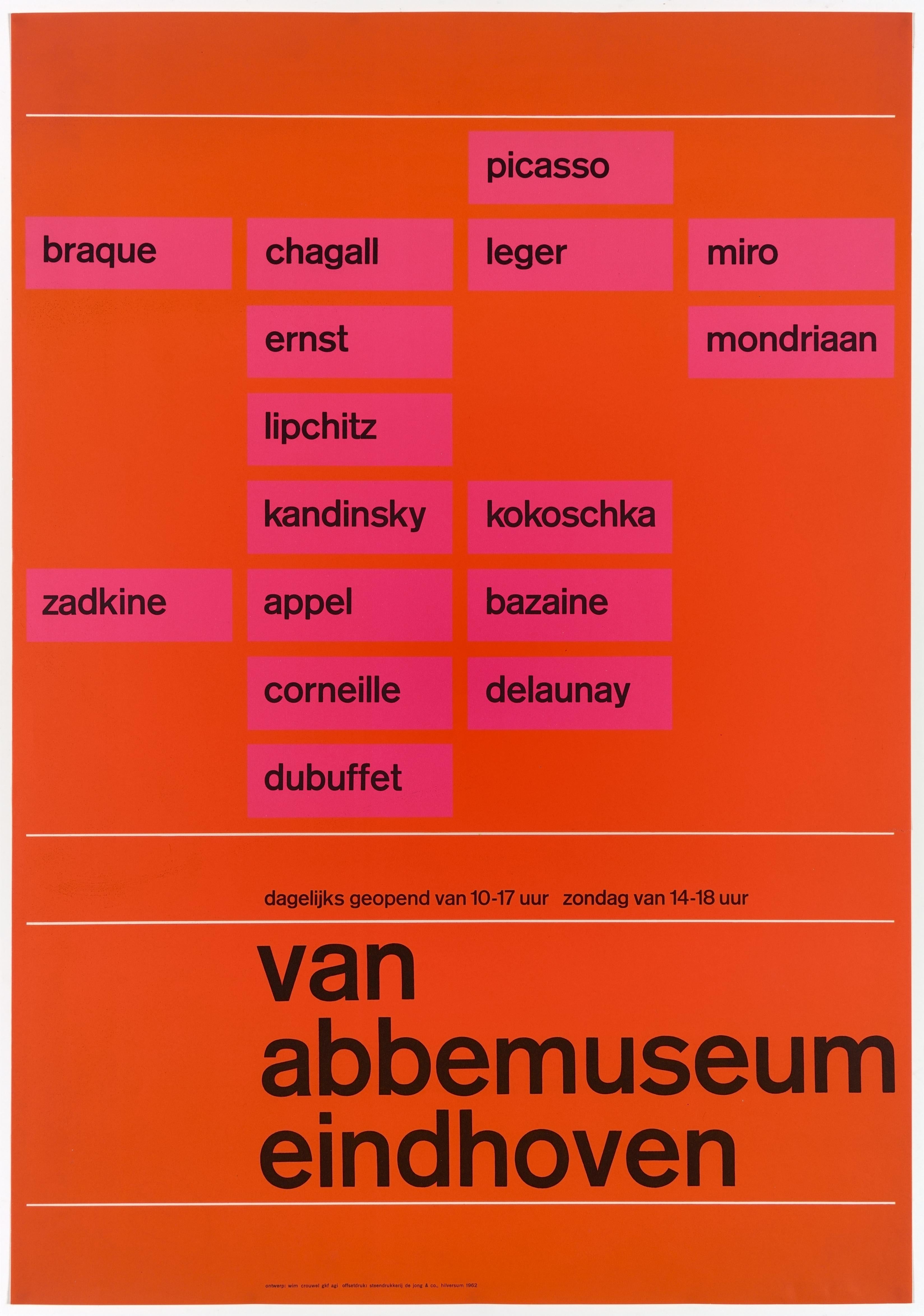 L'art moderne au Van Abbemuseum d'Eindhoven - Affiche originale hollandaise d'époque