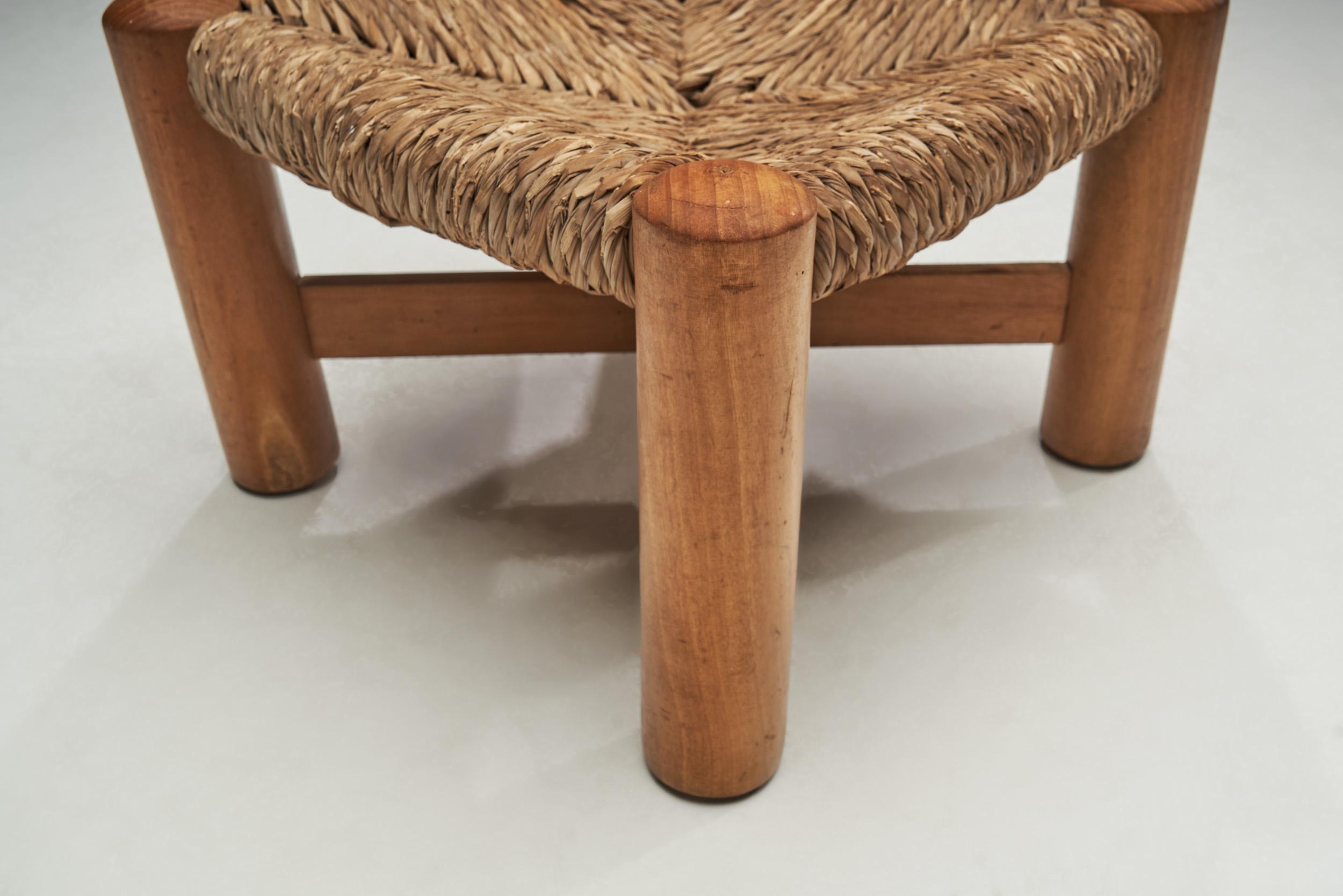 Wim den Boon Beech and Rush Low Stool, The Netherlands 1950s 4
