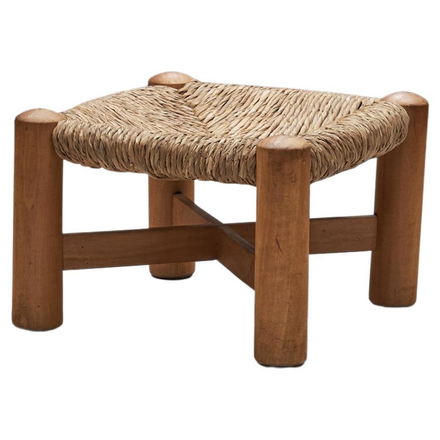 Wim den Boon Beech and Rush Low Stool, The Netherlands 1950s