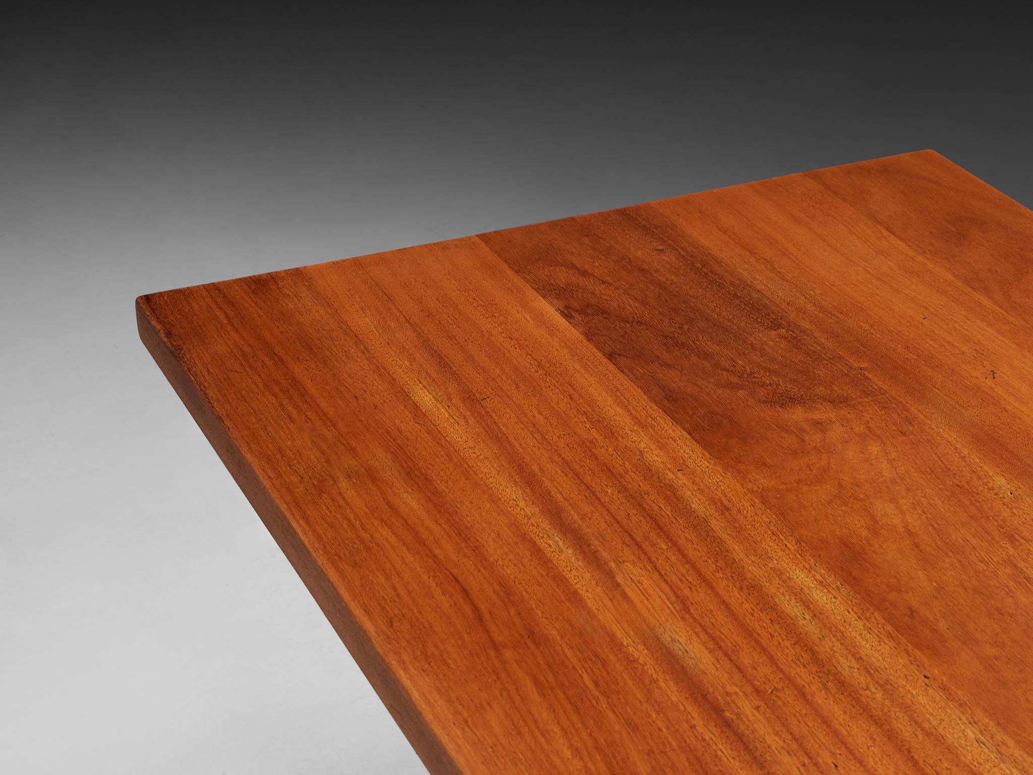 Mesa de comedor Wim Den Boon de caoba y acero lacado en negro Moderno de mediados de siglo en venta