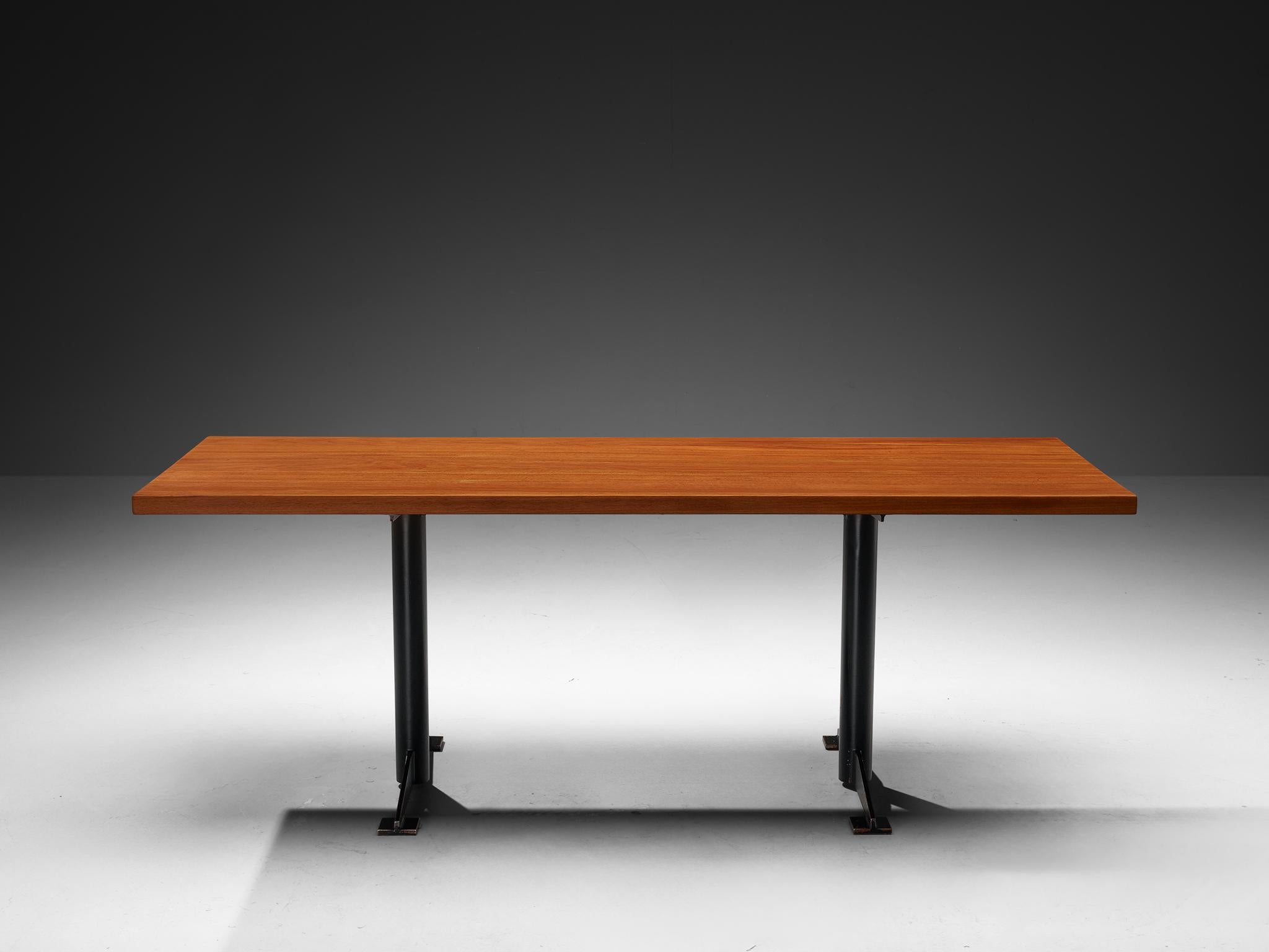 Mesa de comedor Wim Den Boon de caoba y acero lacado en negro Acero en venta