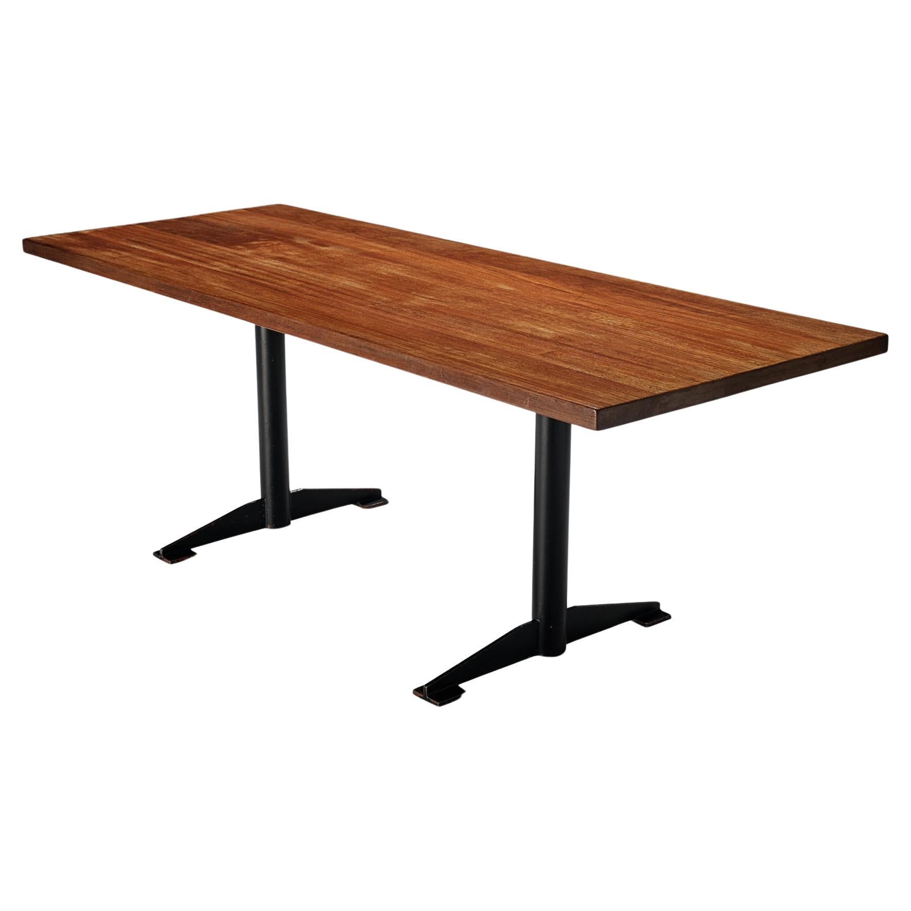 Wim Den Boon Dining Table in Mahogany and Black Lacquered Steel  For Sale