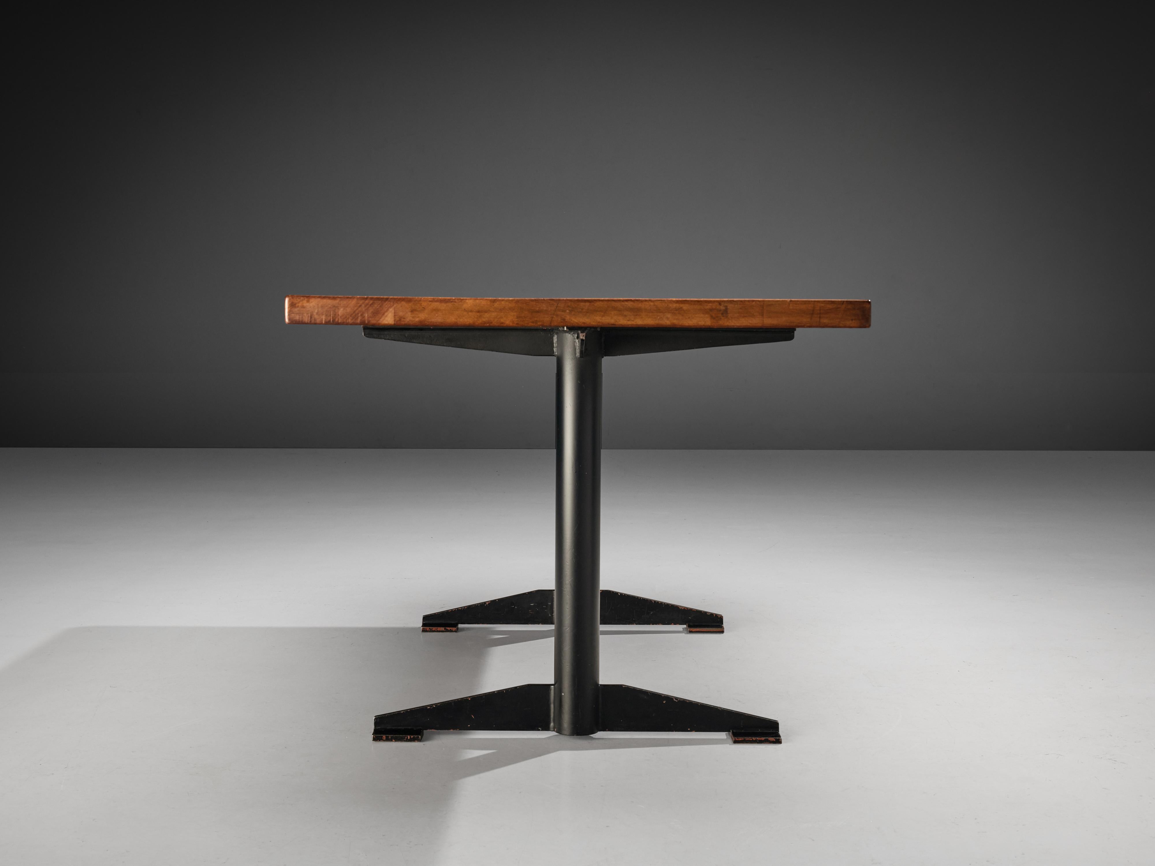 Wim Den Boon Dining Table in Mahogany and Black Lacquered Steel  In Good Condition In Waalwijk, NL