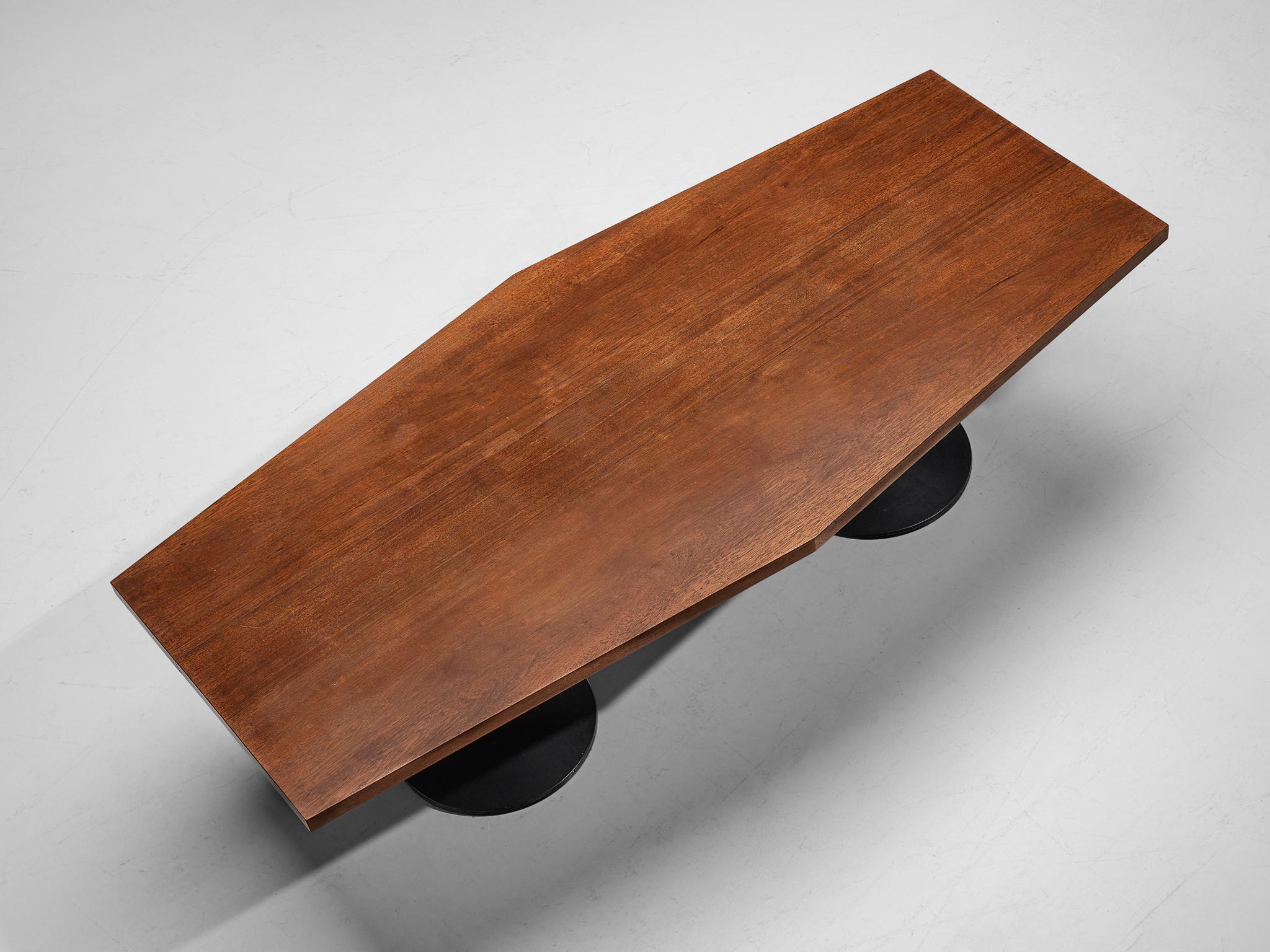 Mid-Century Modern Wim den Boon Dining Table in Solid Mahogany and Metal  For Sale