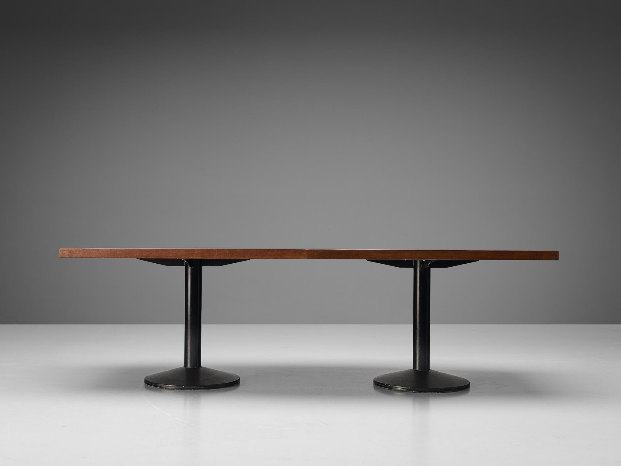Mid-20th Century Wim den Boon Dining Table in Solid Mahogany and Metal  For Sale