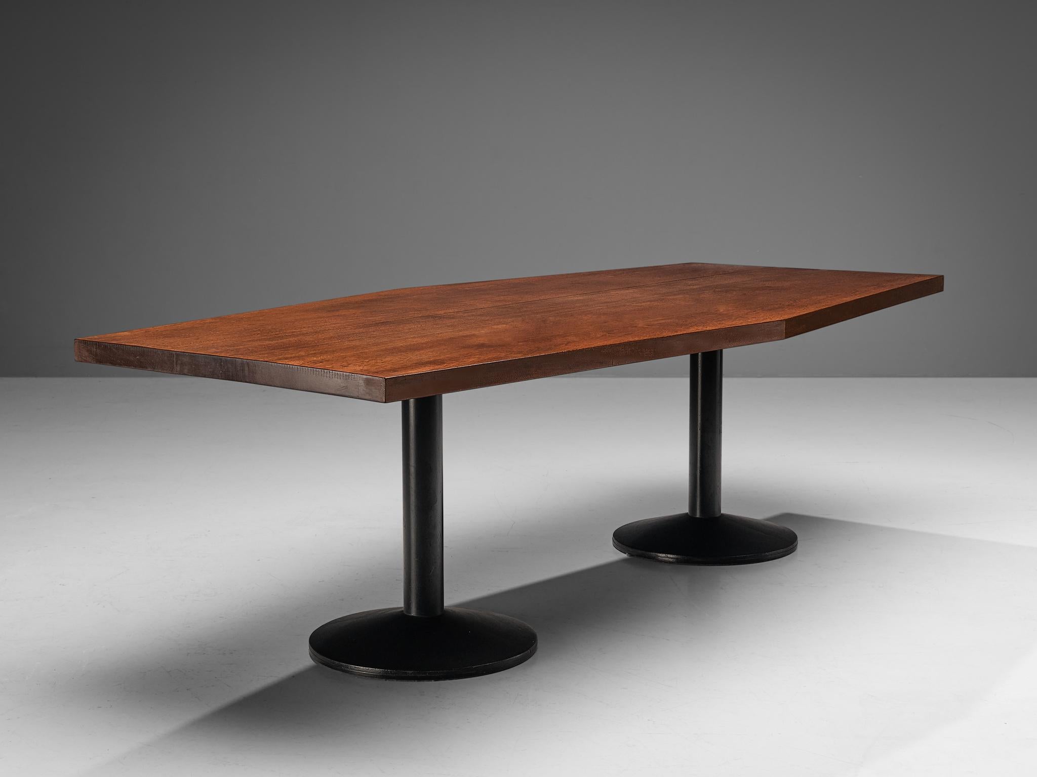 Wim den Boon Dining Table in Solid Mahogany and Metal  For Sale 2